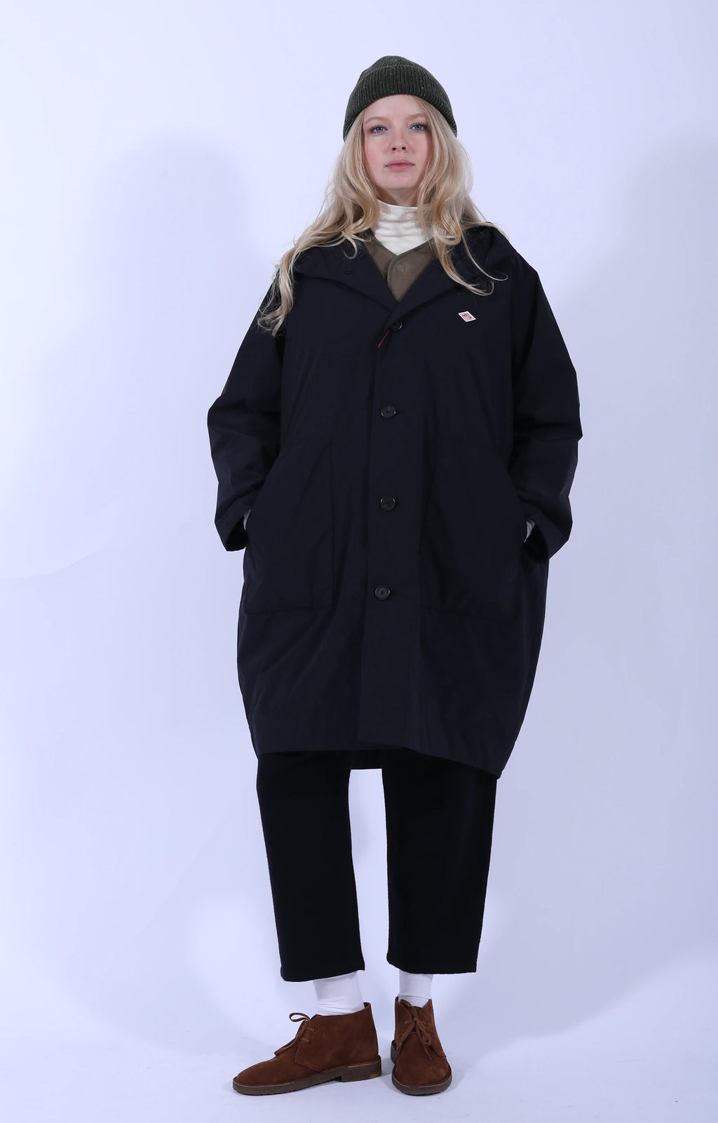 Hooded Coat Taffeta Navy