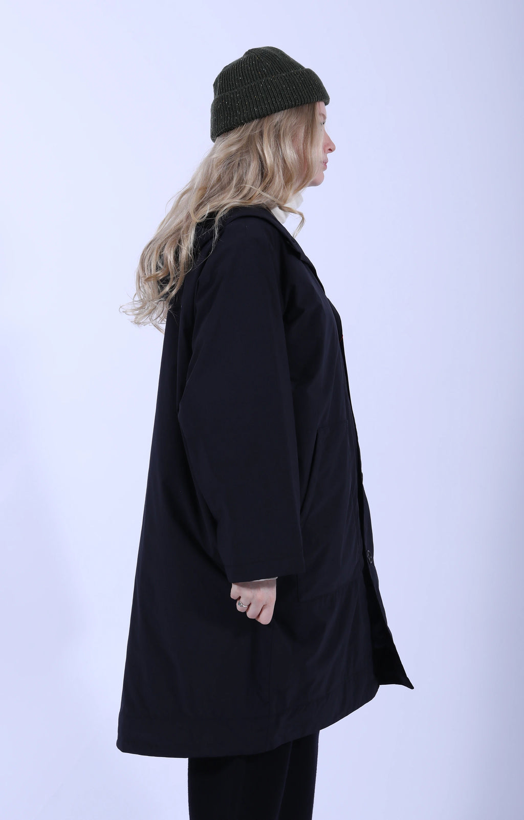 Hooded Coat Taffeta Navy