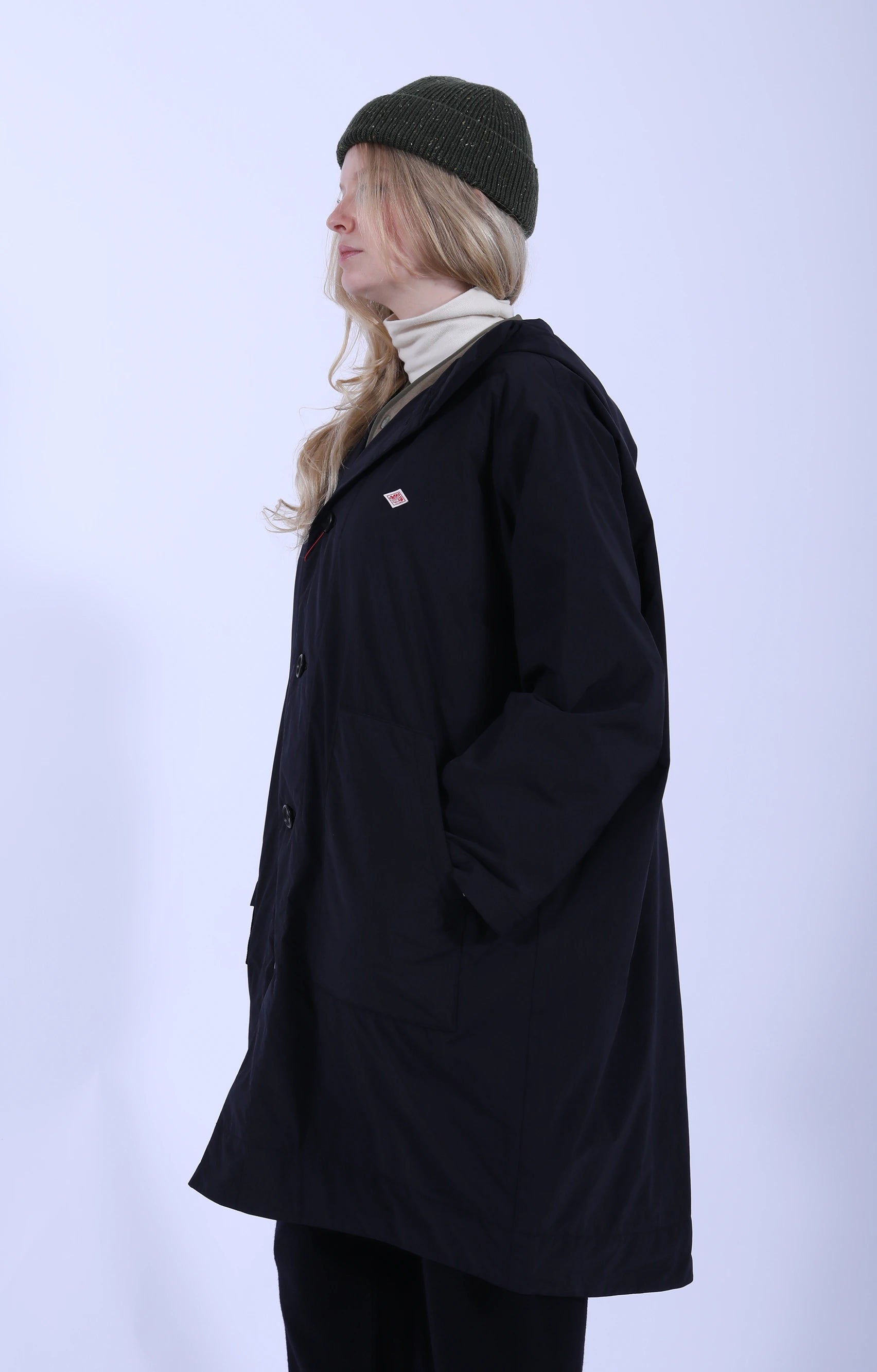 Hooded Coat Taffeta Navy