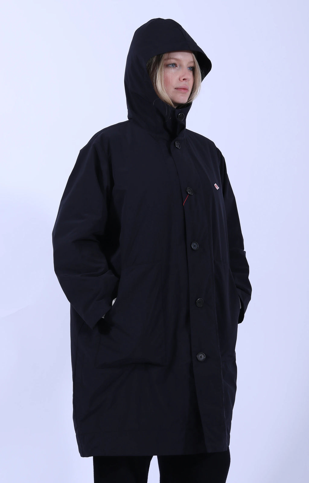 Hooded Coat Taffeta Navy