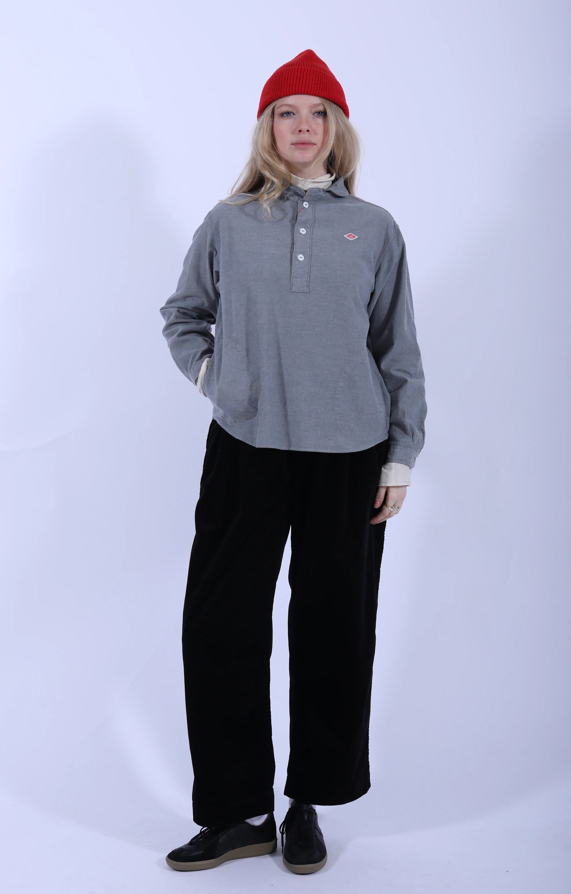 Round Collar P.O Shirt Grey
