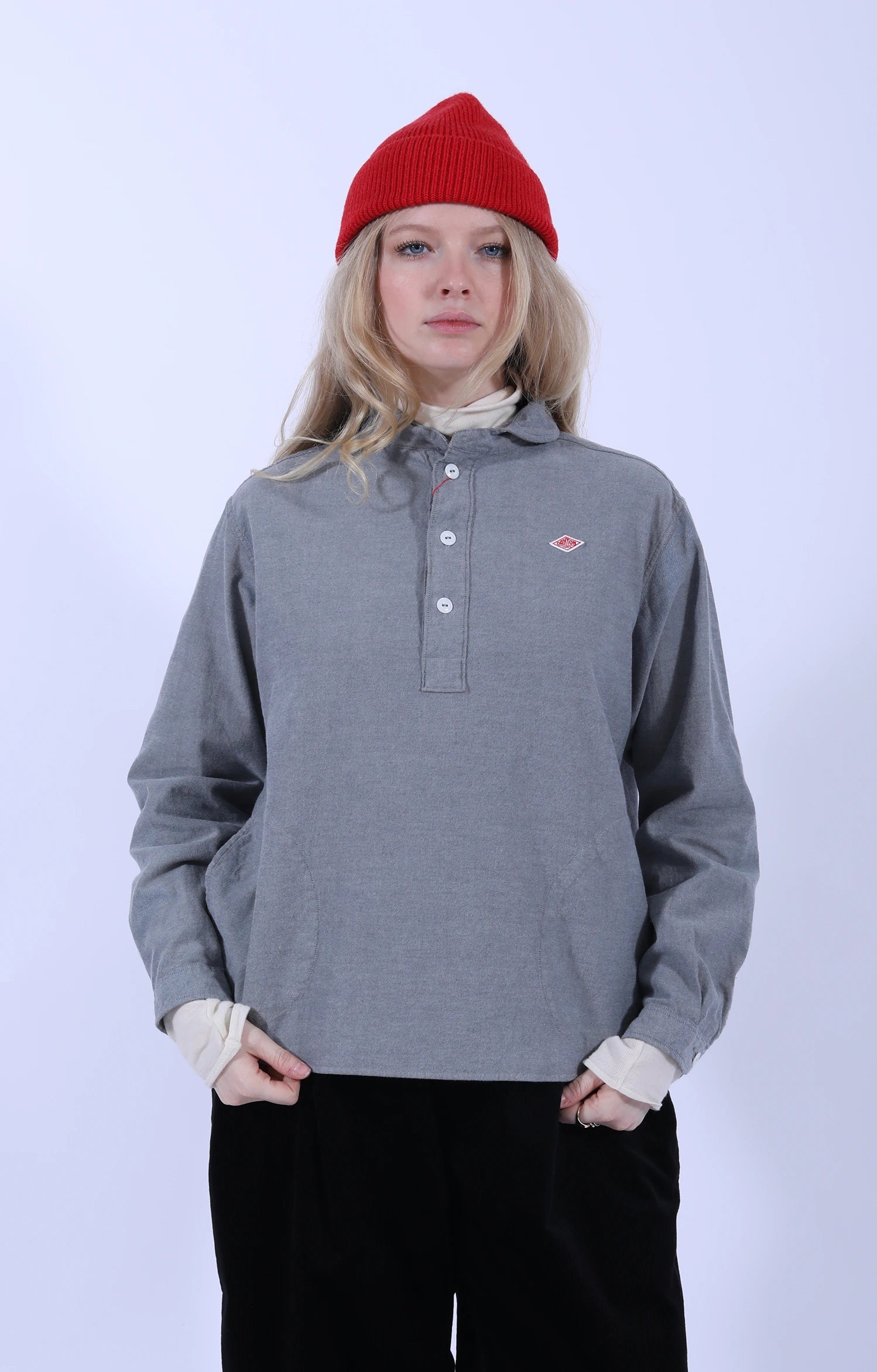 Round Collar P.O Shirt Grey