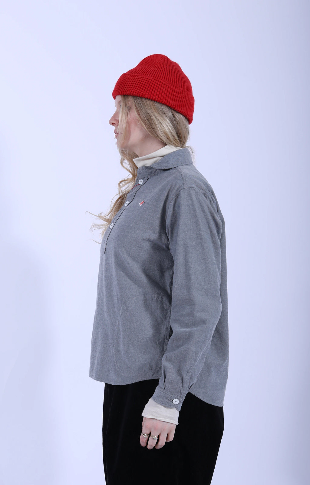 Round Collar P.O Shirt Grey