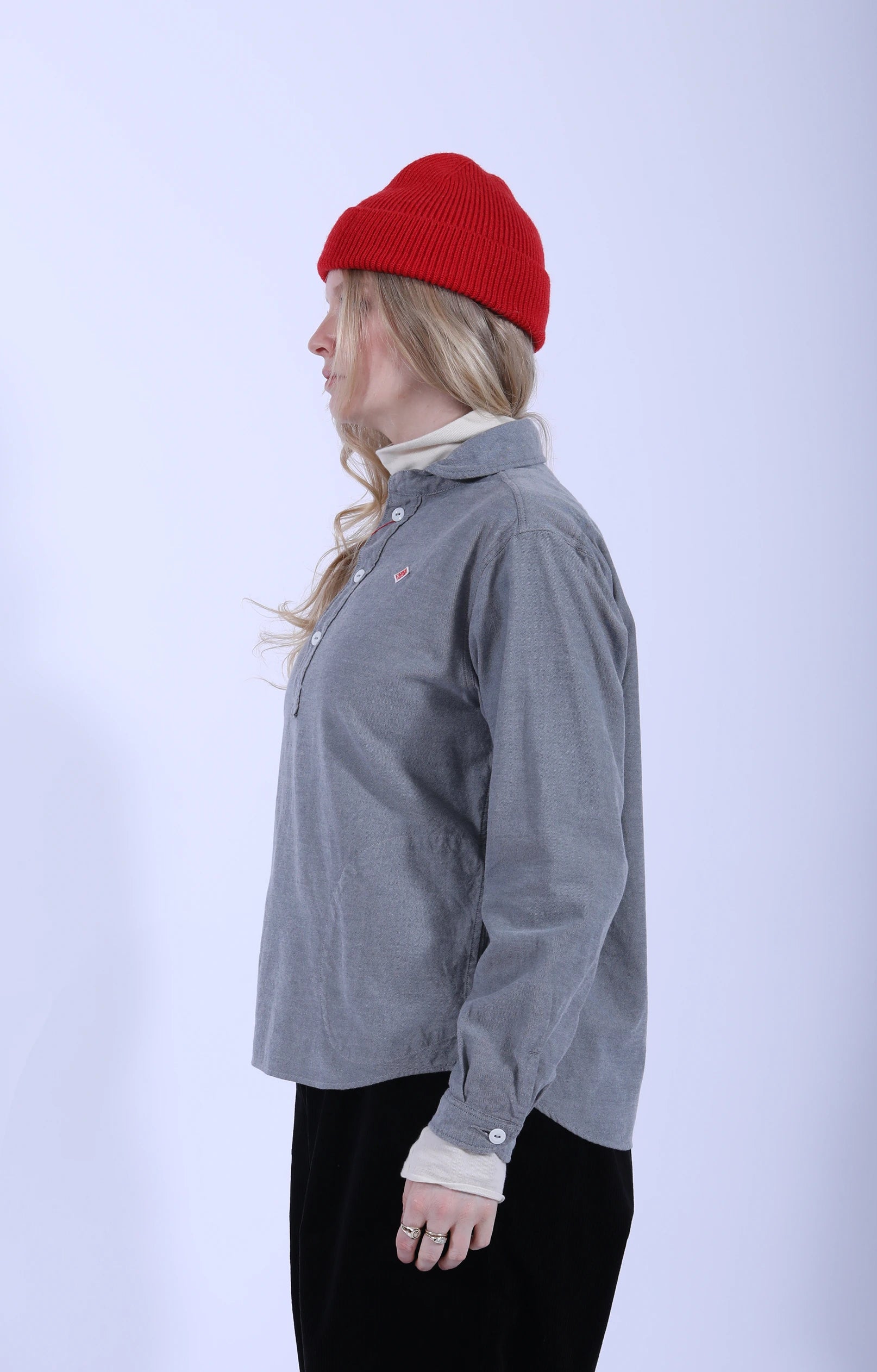 Round Collar P.O Shirt Grey