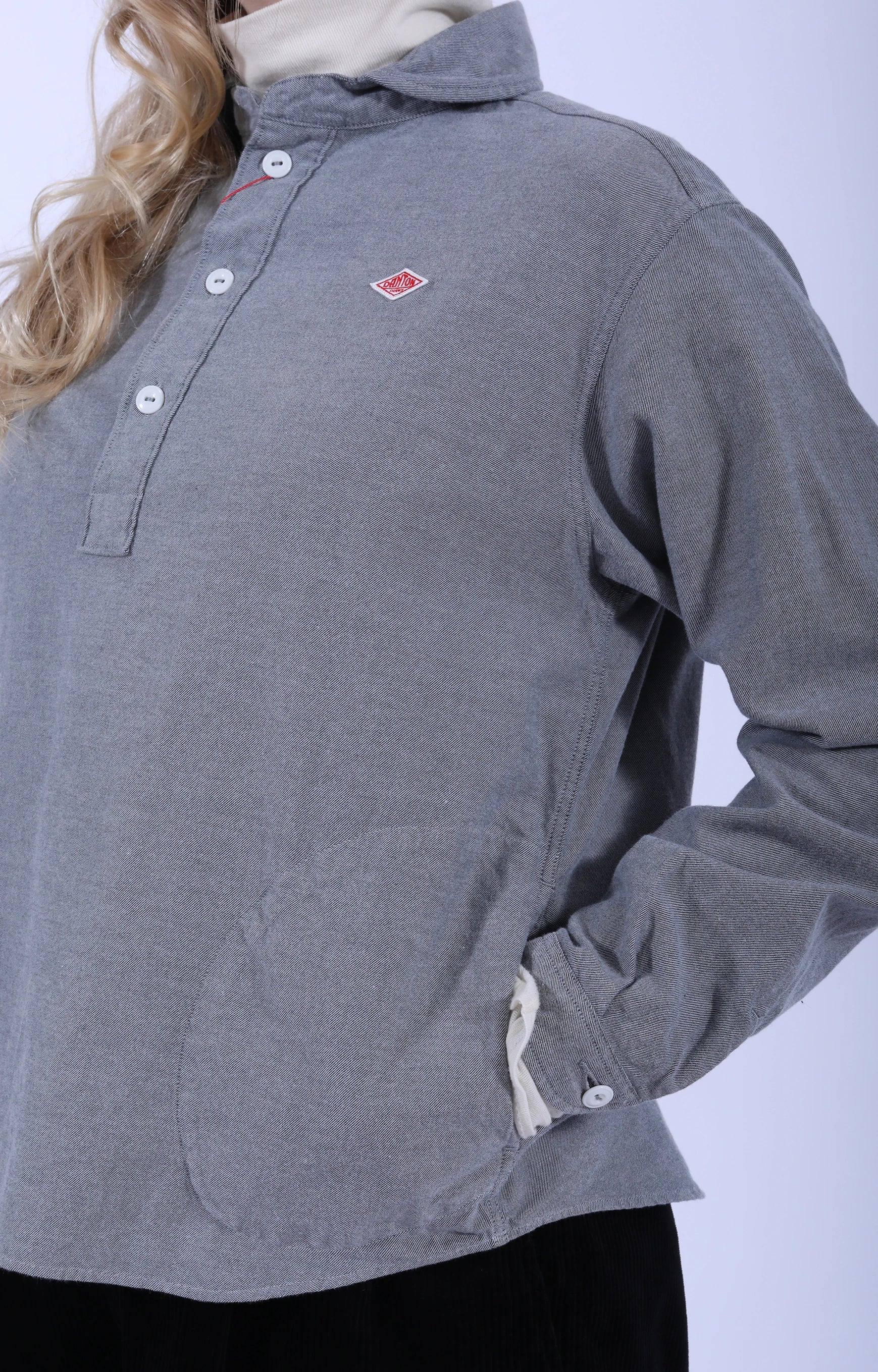 Round Collar P.O Shirt Grey