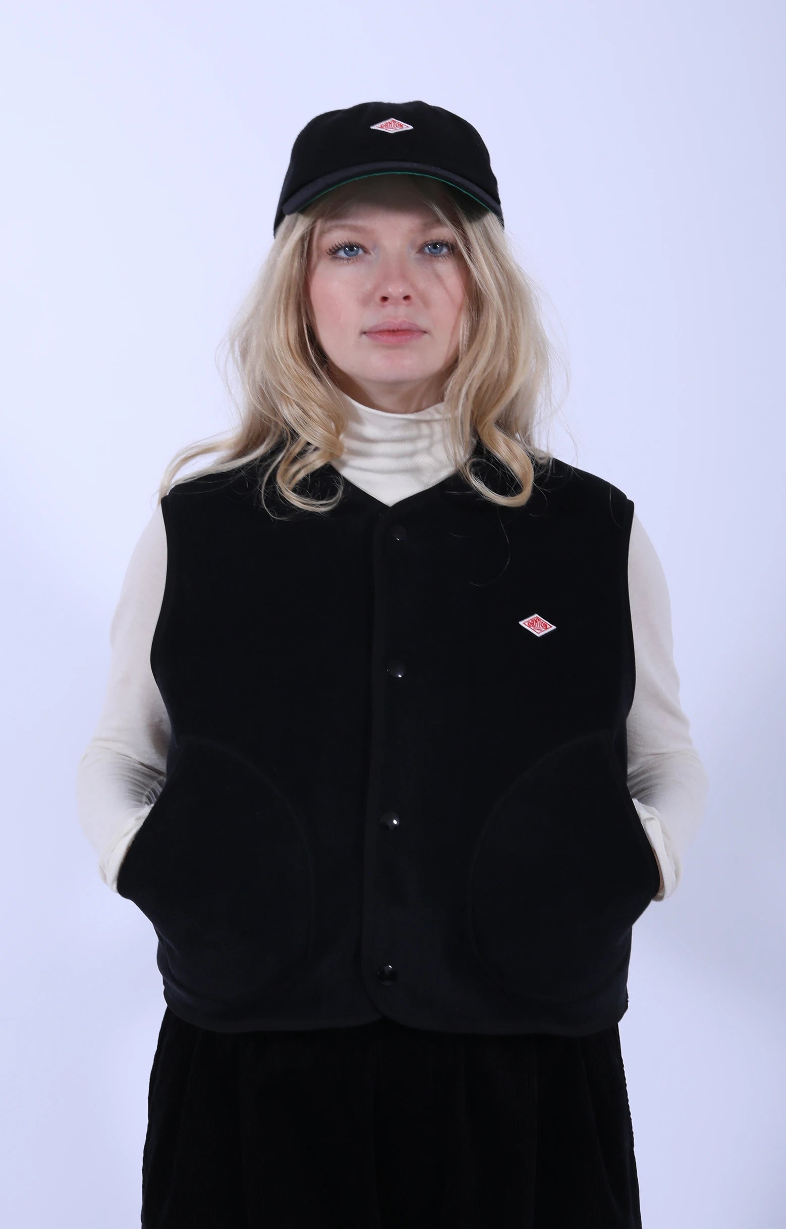 Fleece Collarless Vest Black