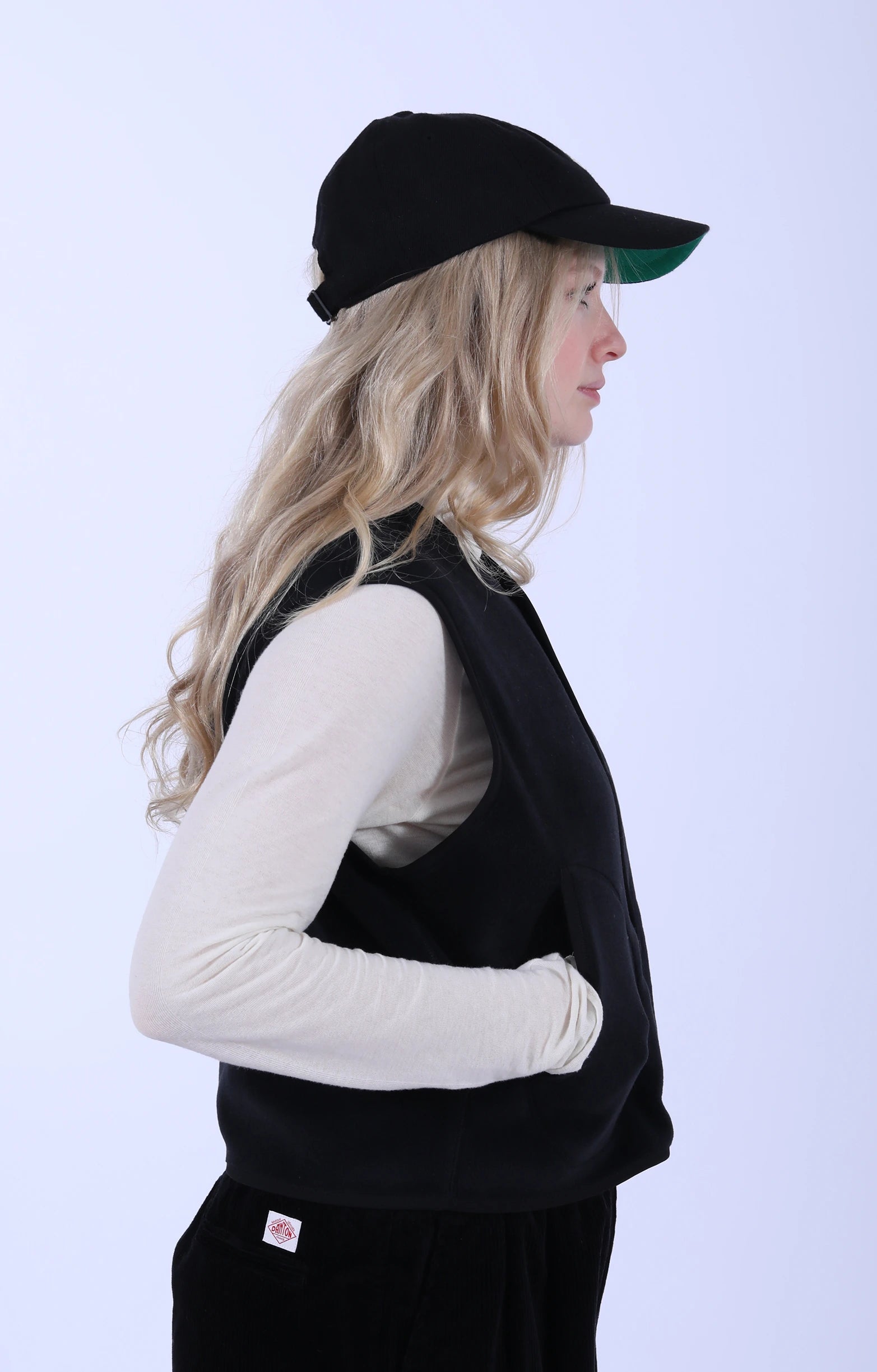 Fleece Collarless Vest Black