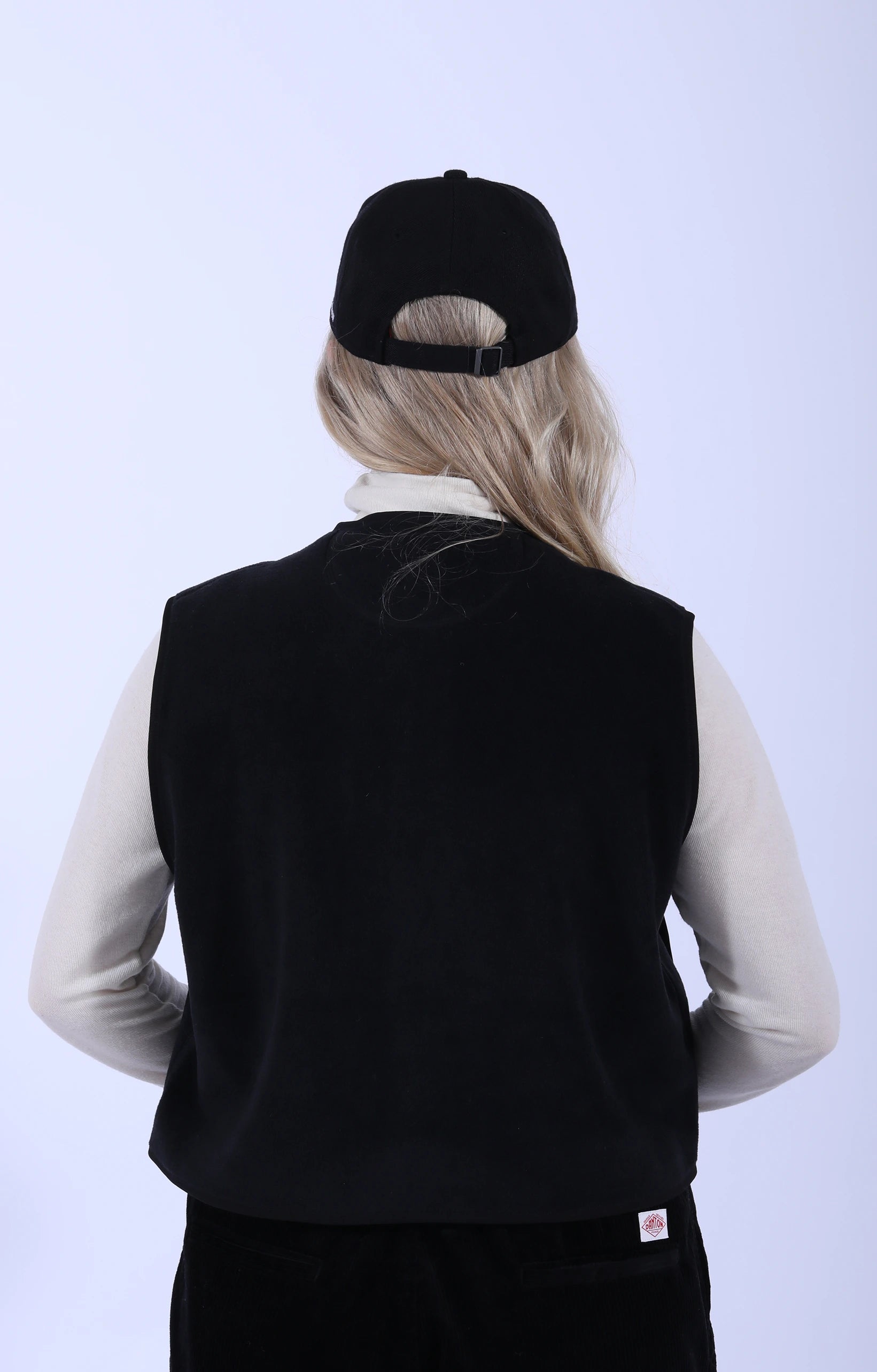 Fleece Collarless Vest Black