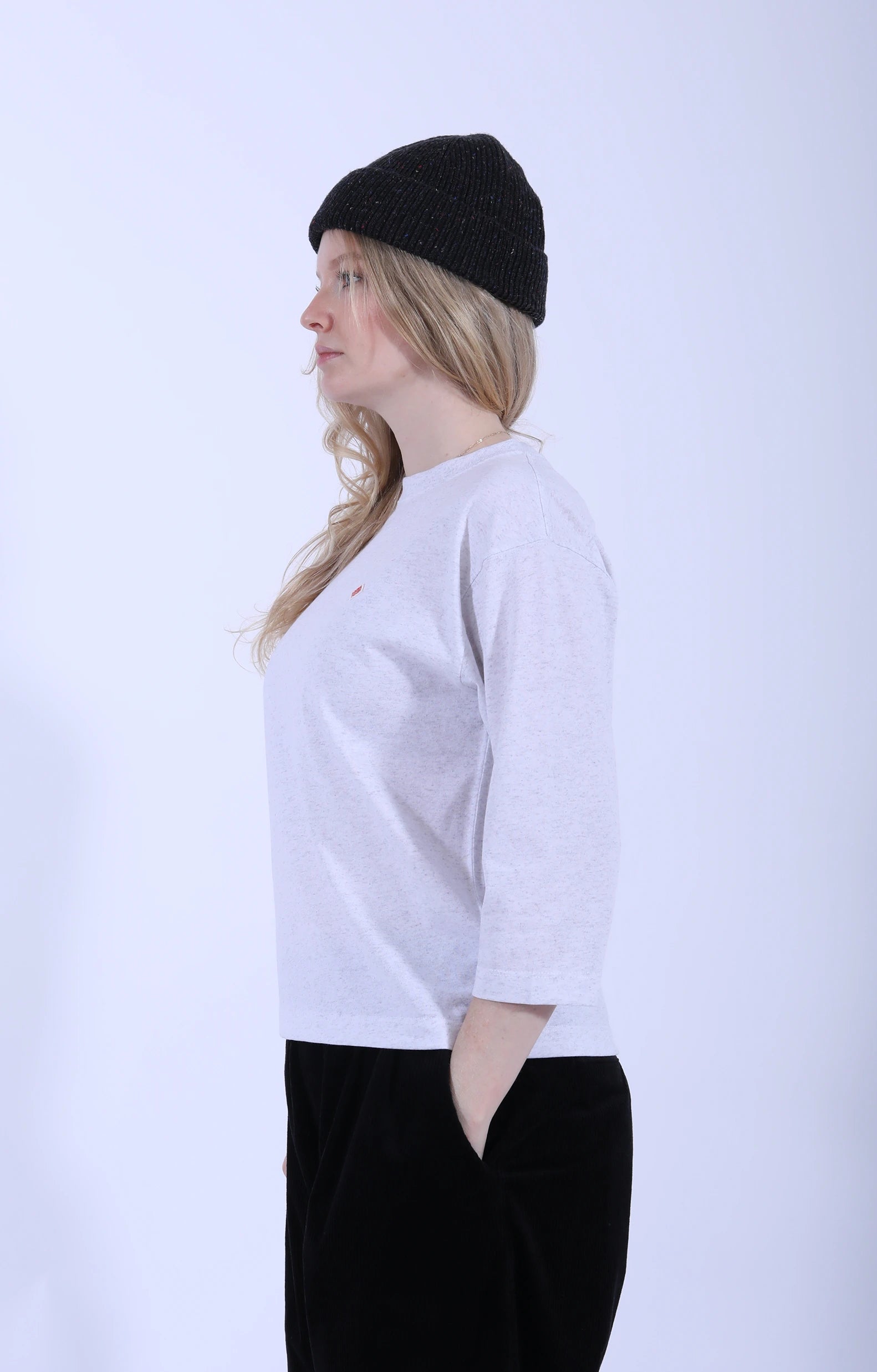 Crew 3/4 Sleeve Heather White