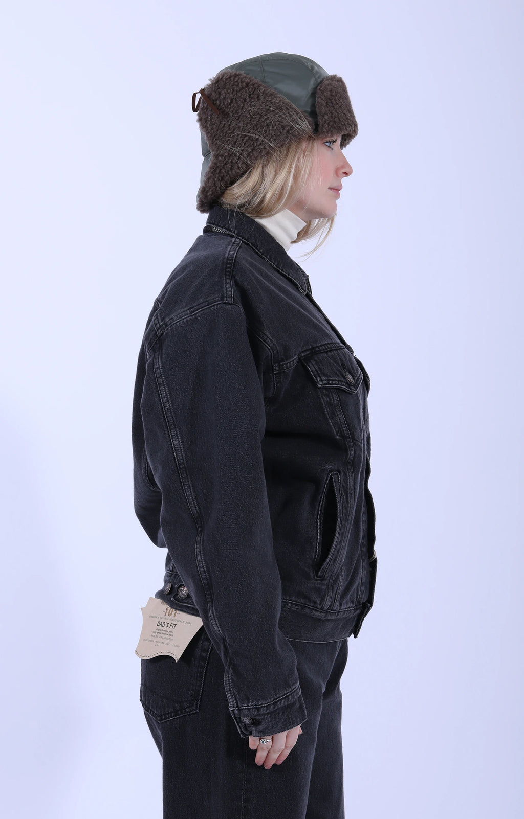 Flannel Check Lined Black Denim Jacket