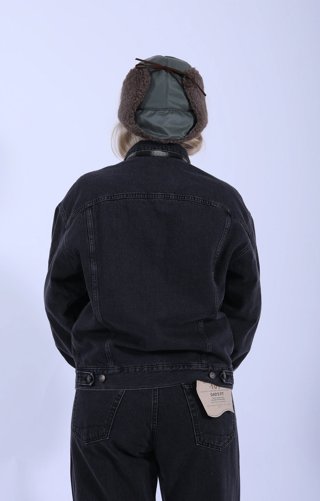 Flannel Check Lined Black Denim Jacket