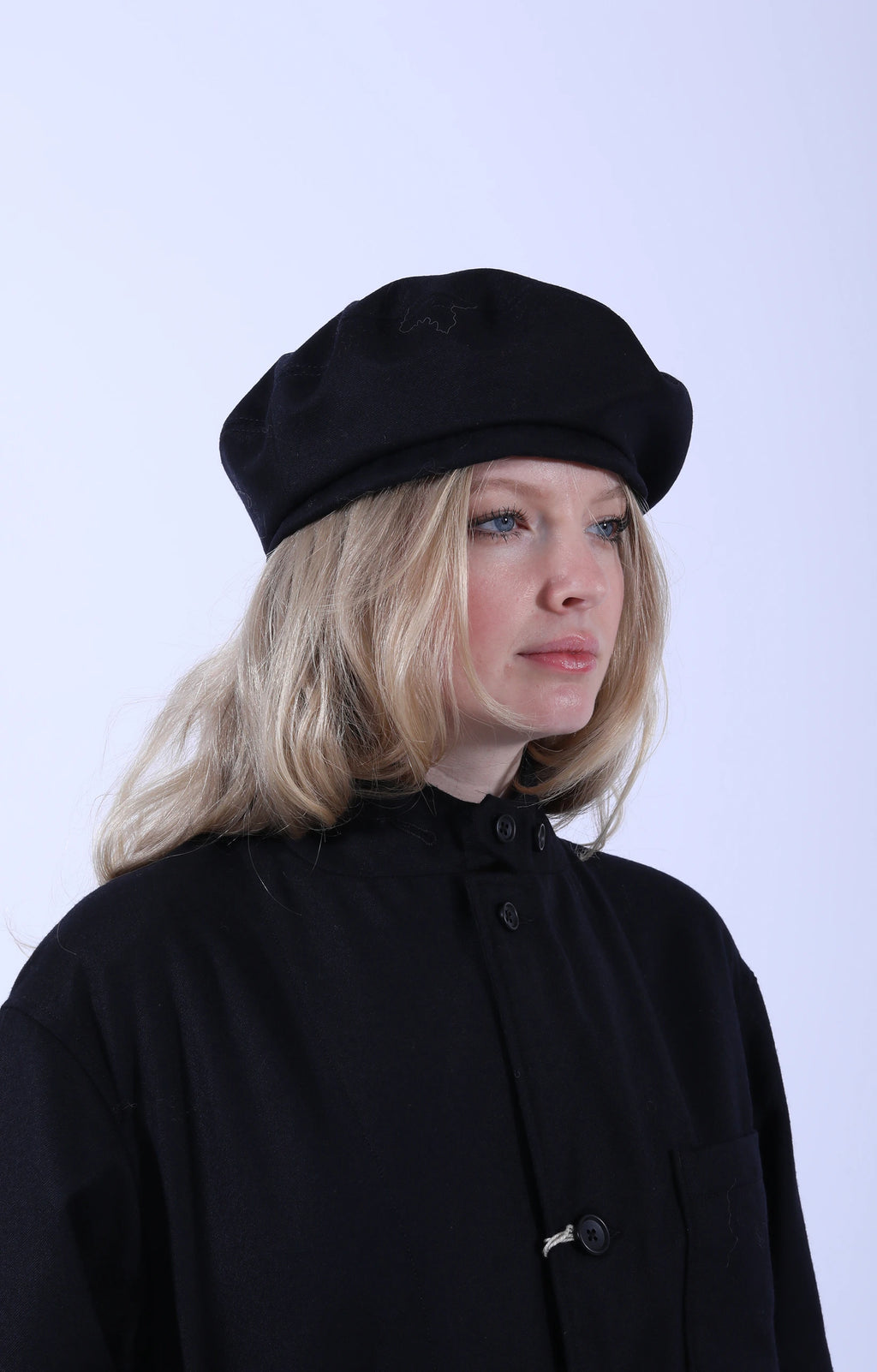 Beret Worsted Wool Dark Navy