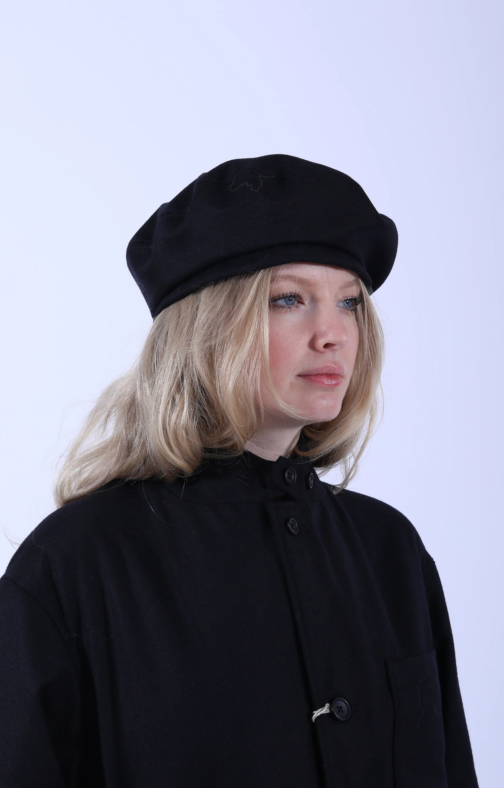 Beret Worsted Wool Dark Navy