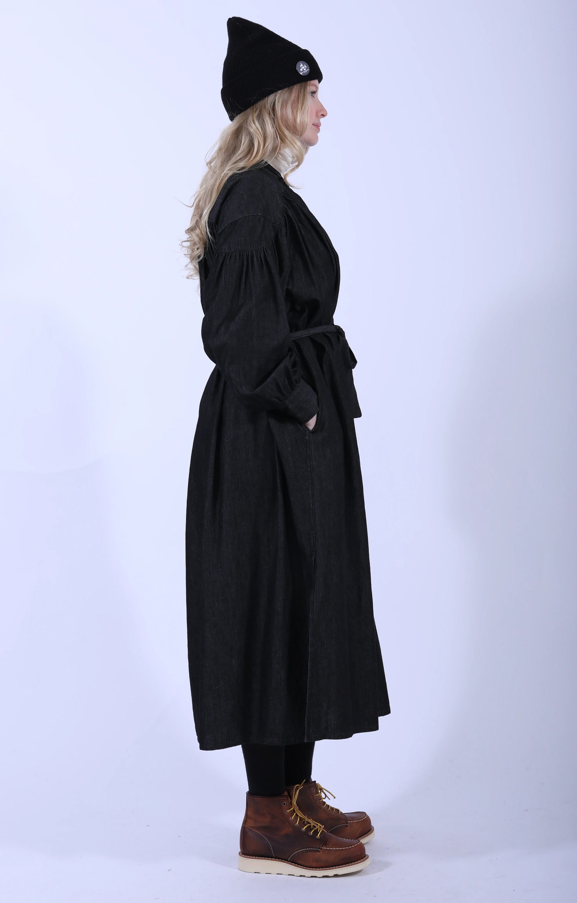 Banded Painter Dress Black Denim