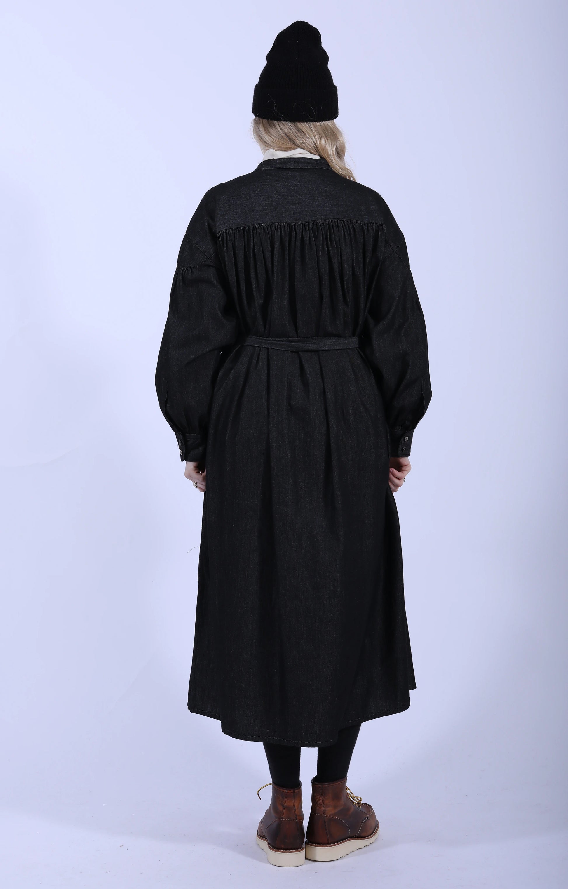 Banded Painter Dress Black Denim