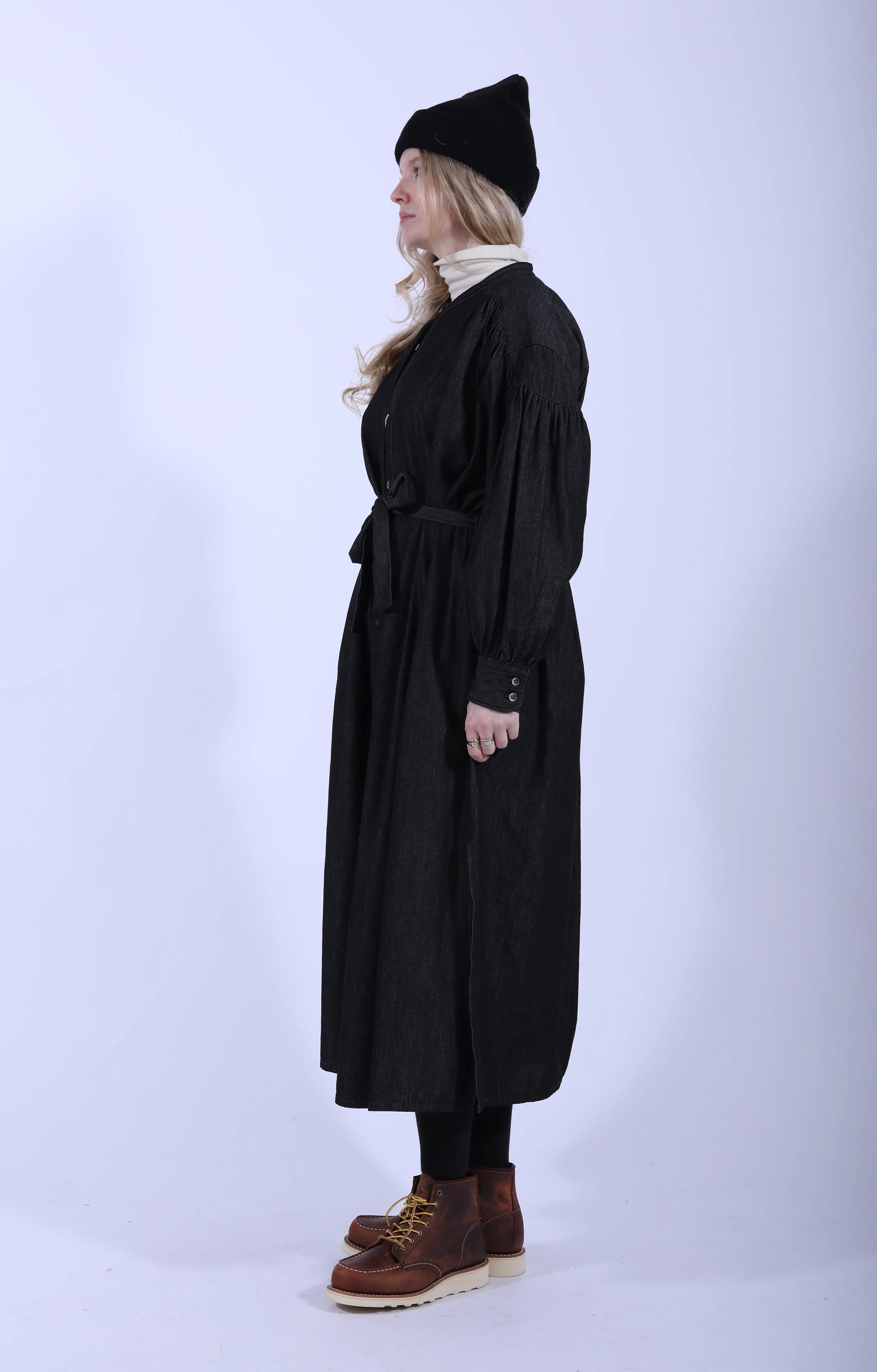 Banded Painter Dress Black Denim