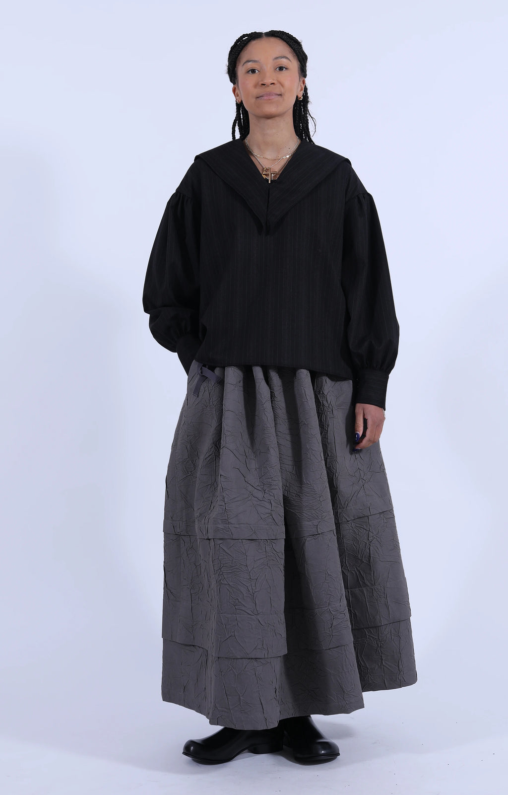 Leonora Shirt Coal Stripe