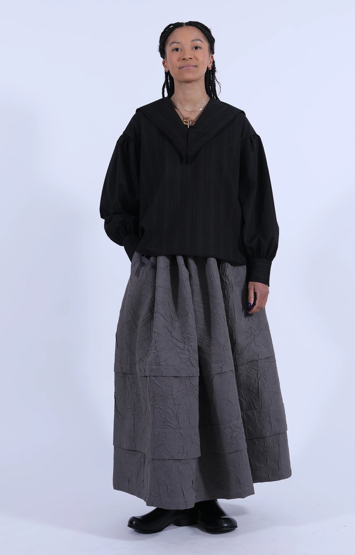 Leonora Shirt Coal Stripe