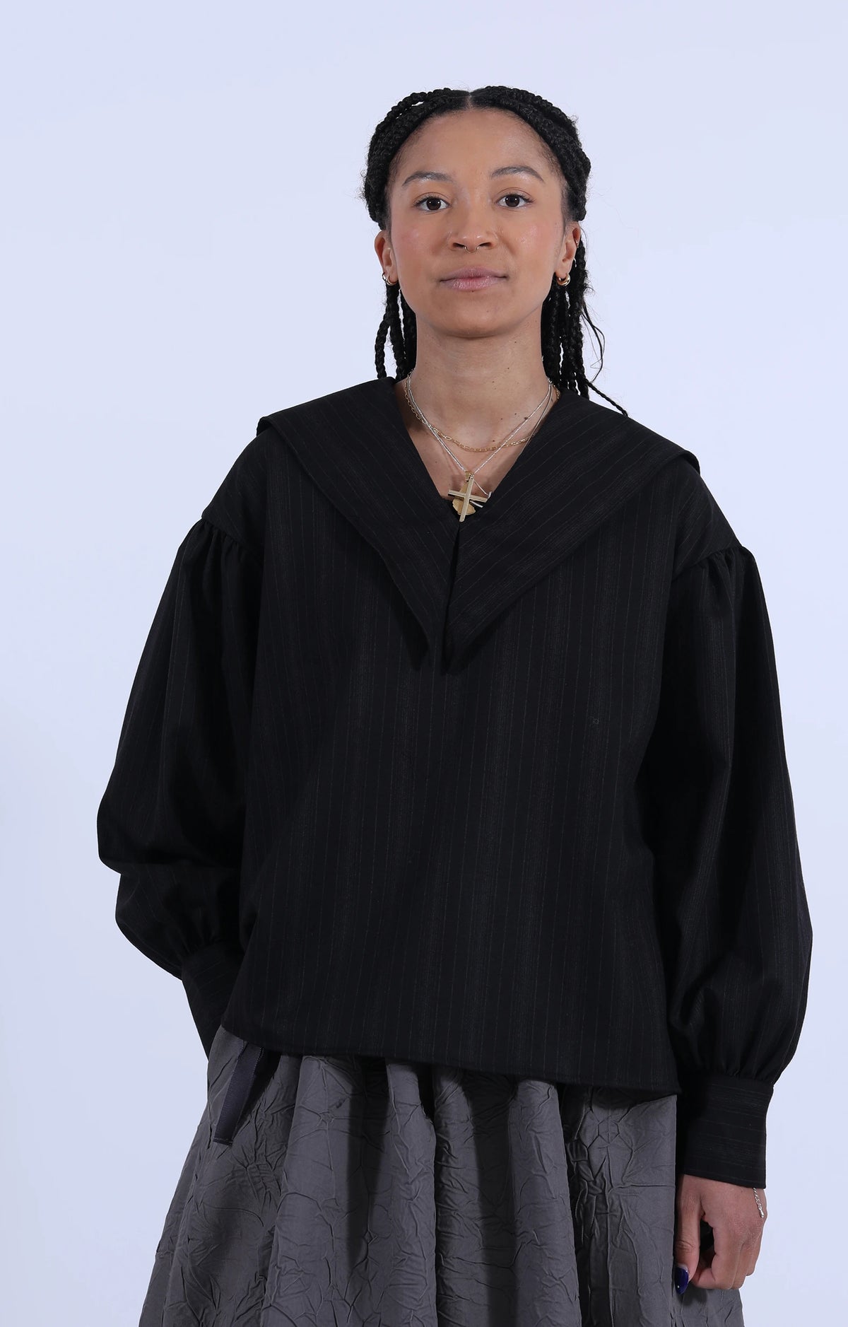 Leonora Shirt Coal Stripe
