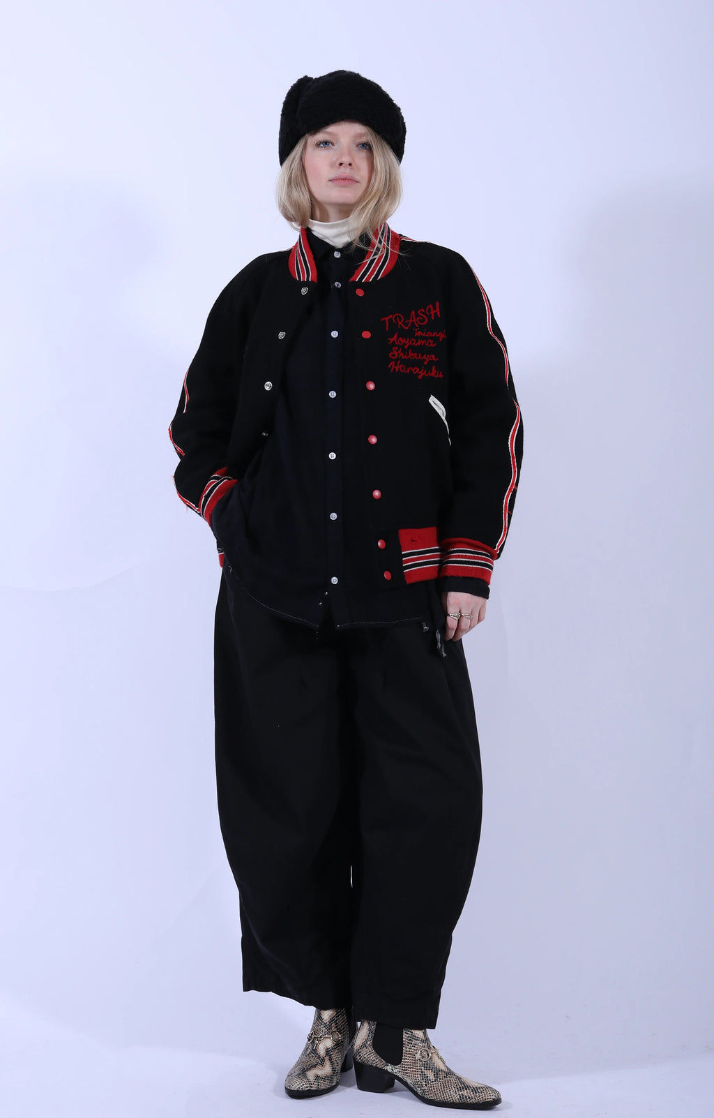 Deconstructed Lettered Jacket Black