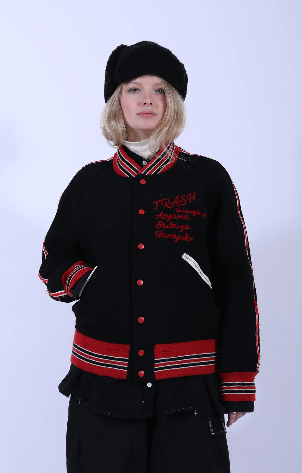 Deconstructed Lettered Jacket Black