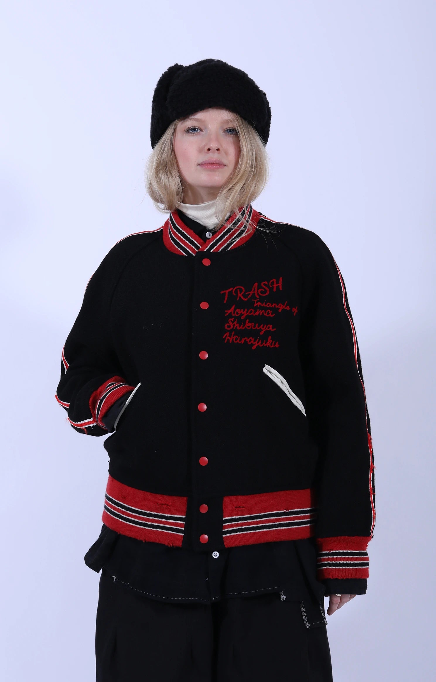 Deconstructed Lettered Jacket Black