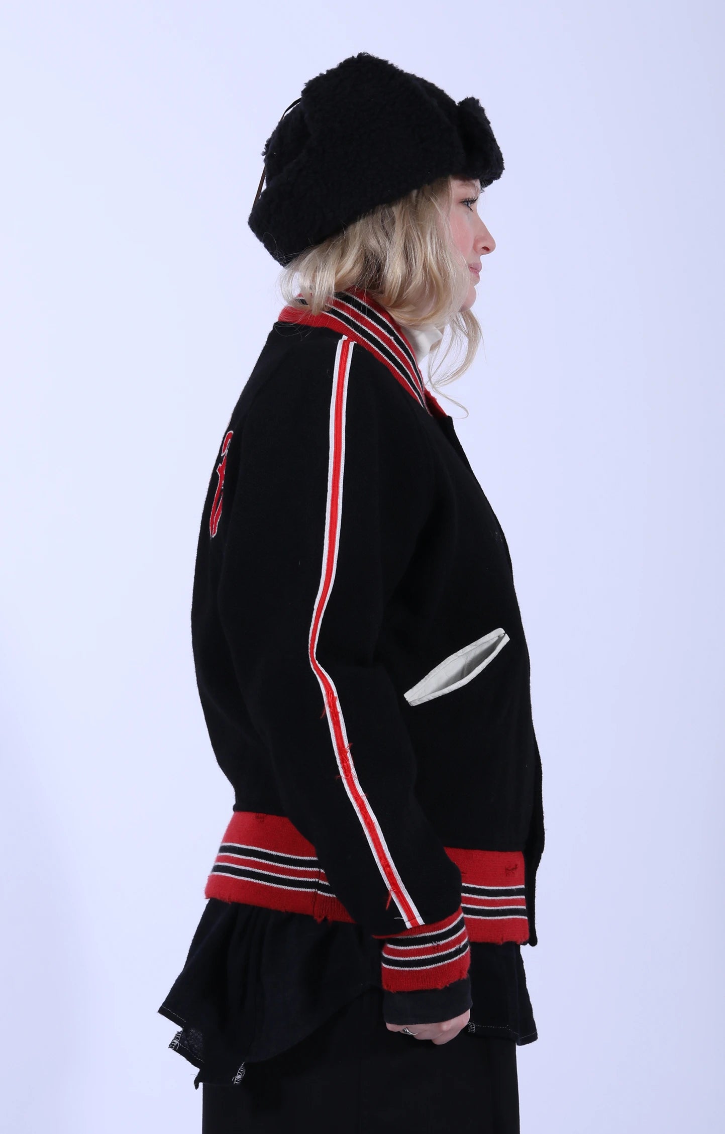 Deconstructed Lettered Jacket Black