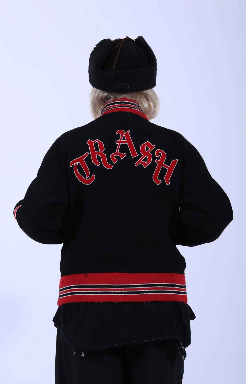 Deconstructed Lettered Jacket Black