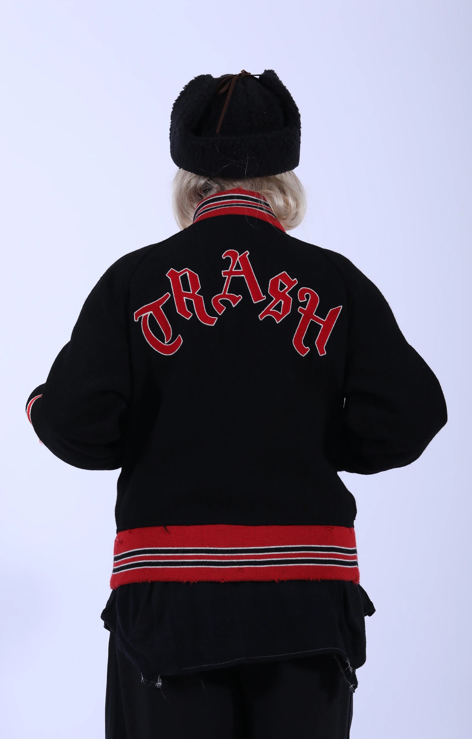 Deconstructed Lettered Jacket Black