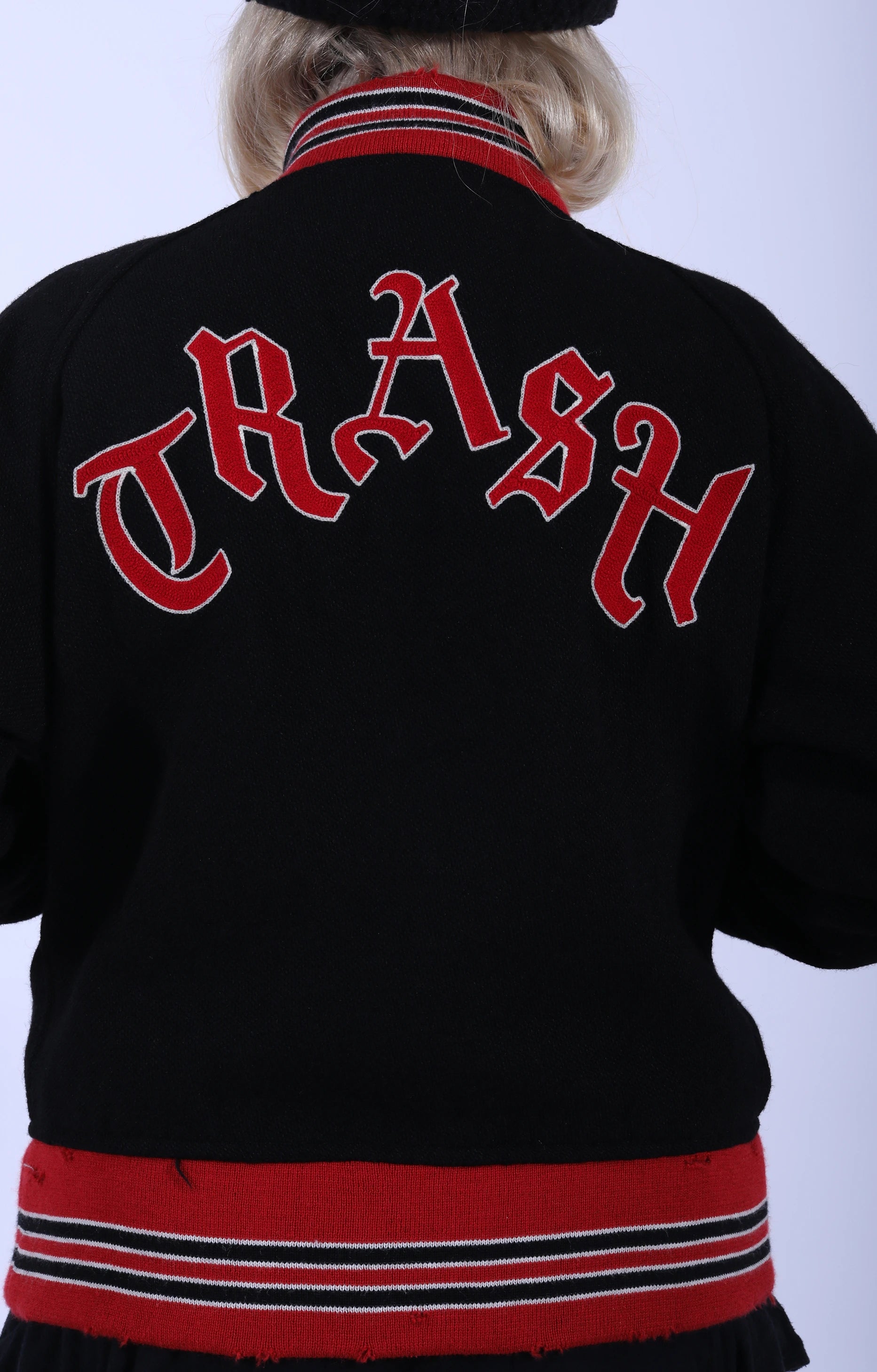 Deconstructed Lettered Jacket Black