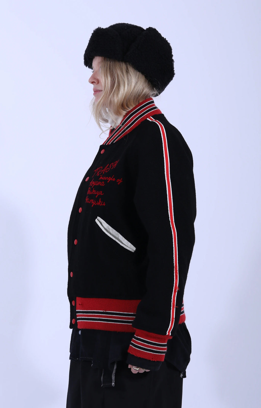 Deconstructed Lettered Jacket Black