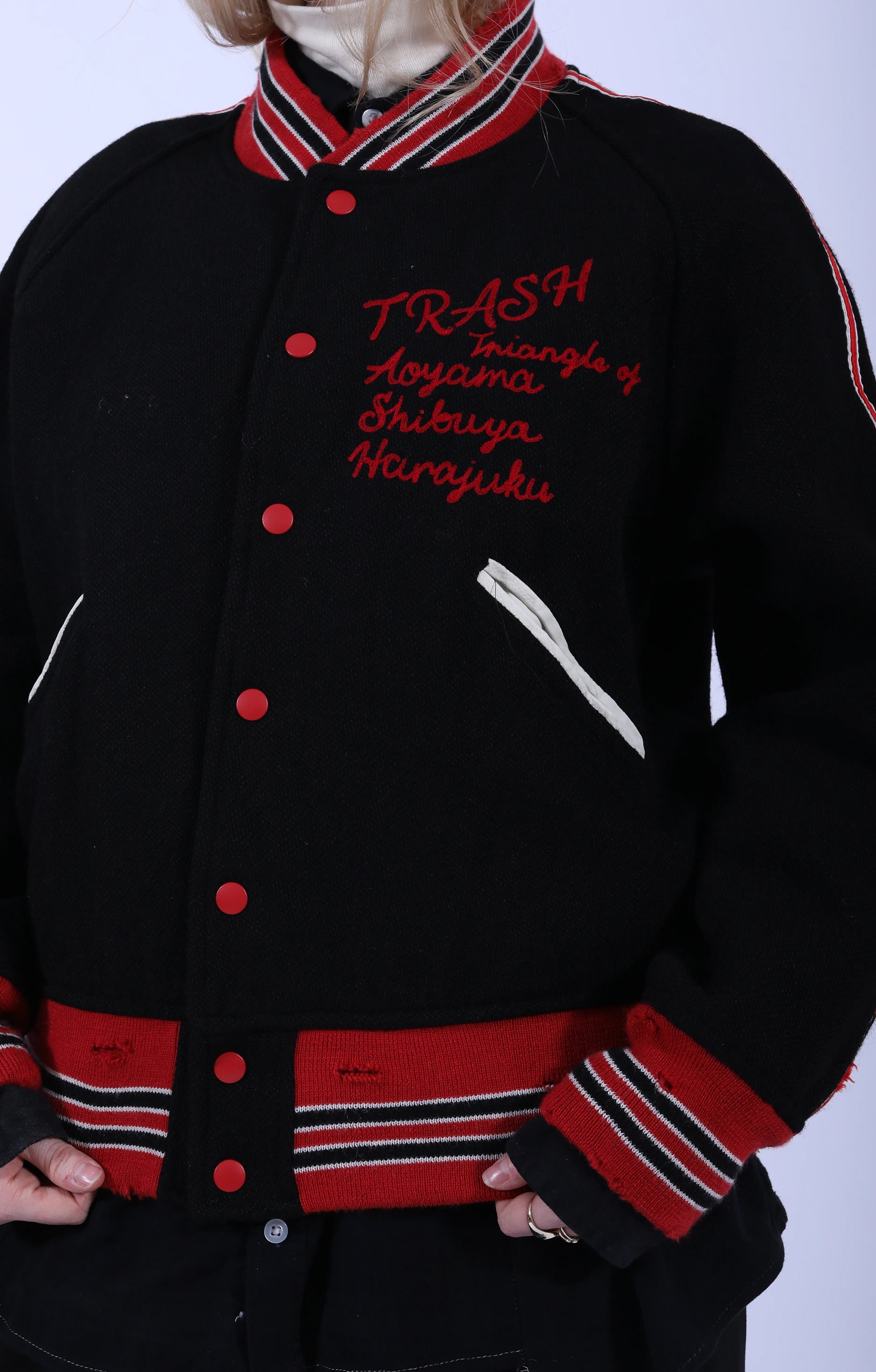 Deconstructed Lettered Jacket Black