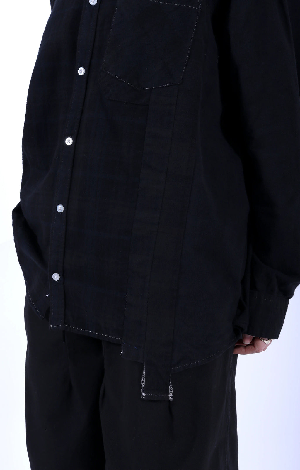7 Cuts Wide Shirt Overdye Black 1