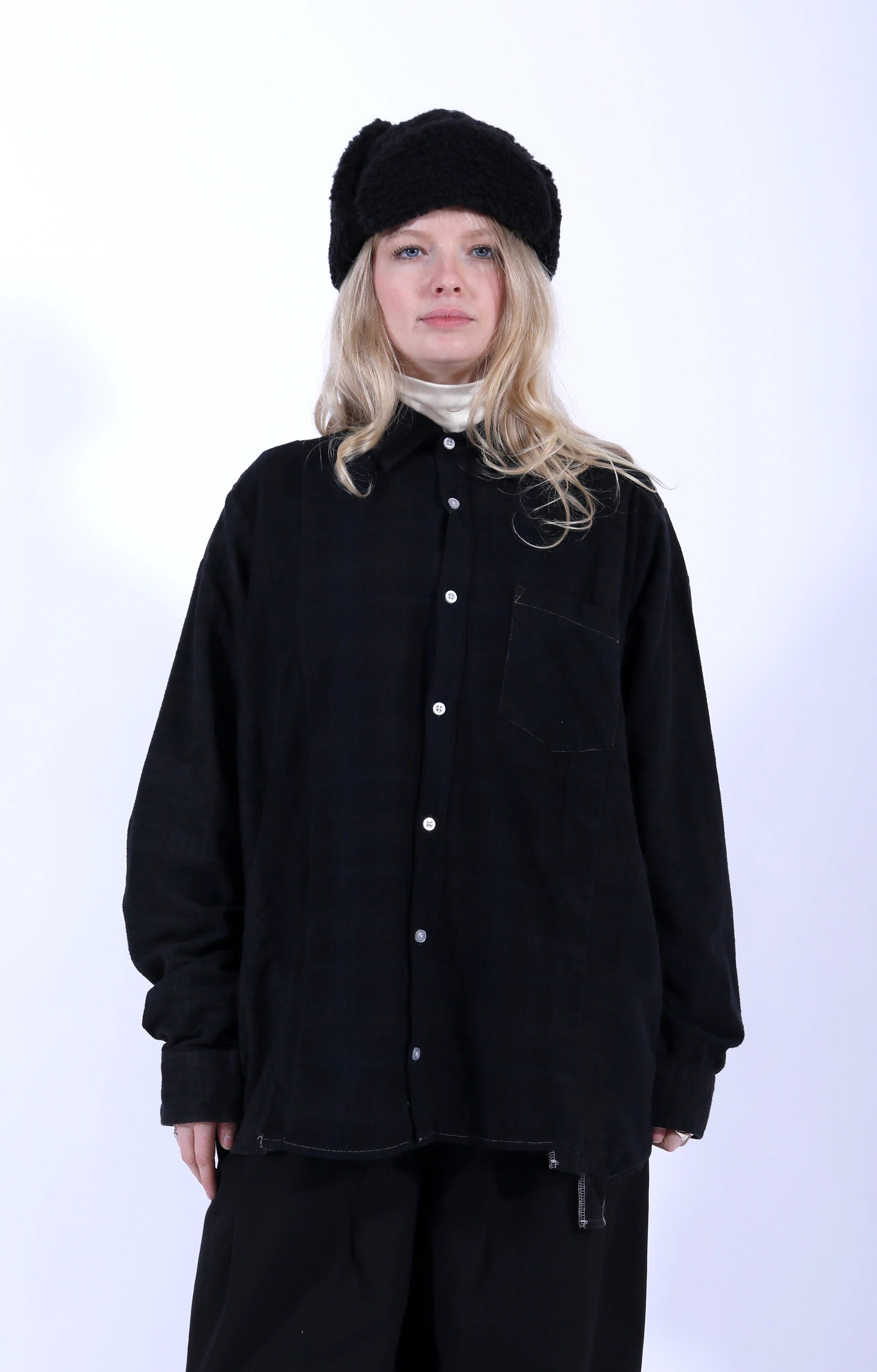 7 Cuts Wide Shirt Overdye Black 1