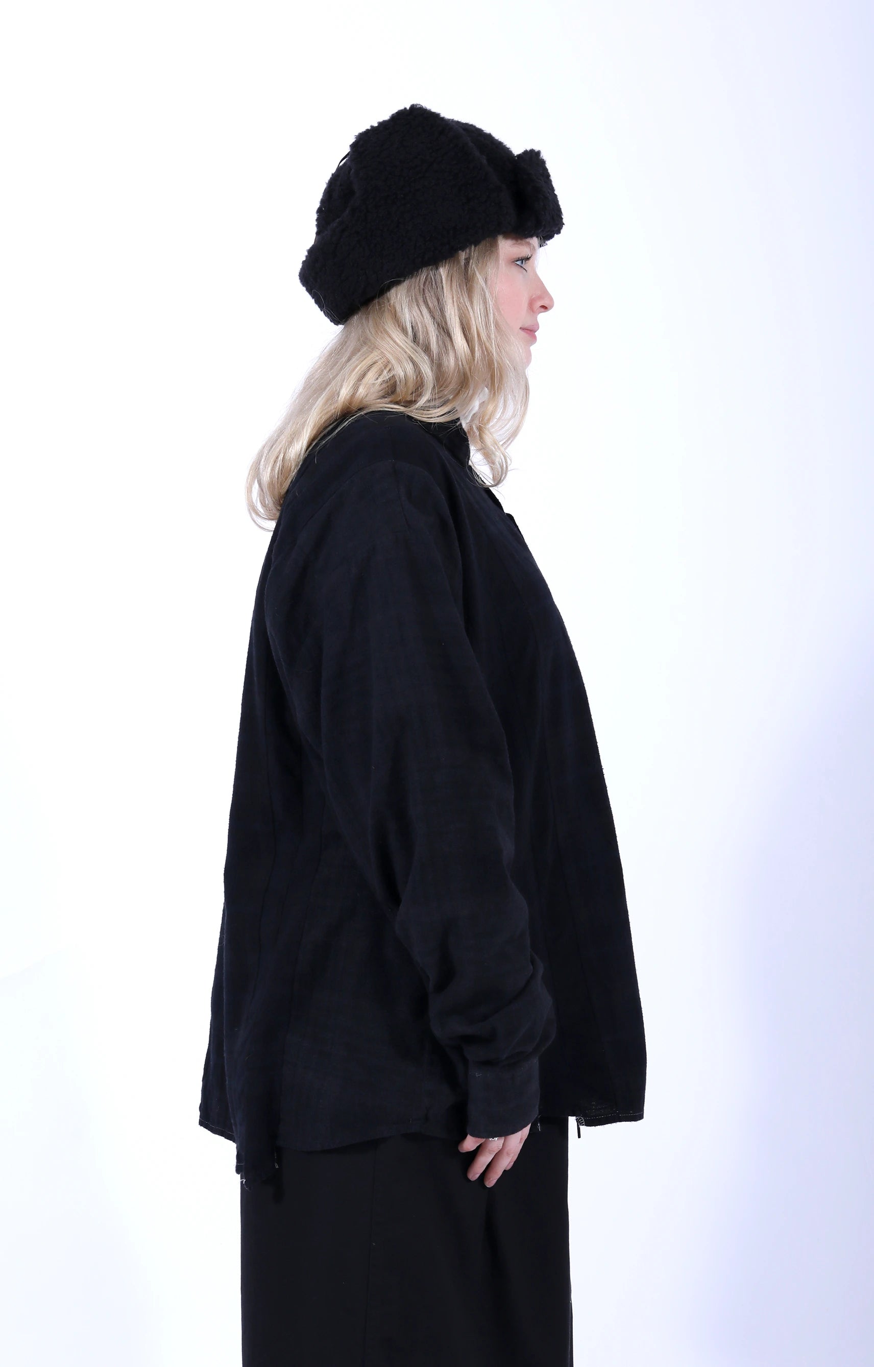 7 Cuts Wide Shirt Overdye Black 1