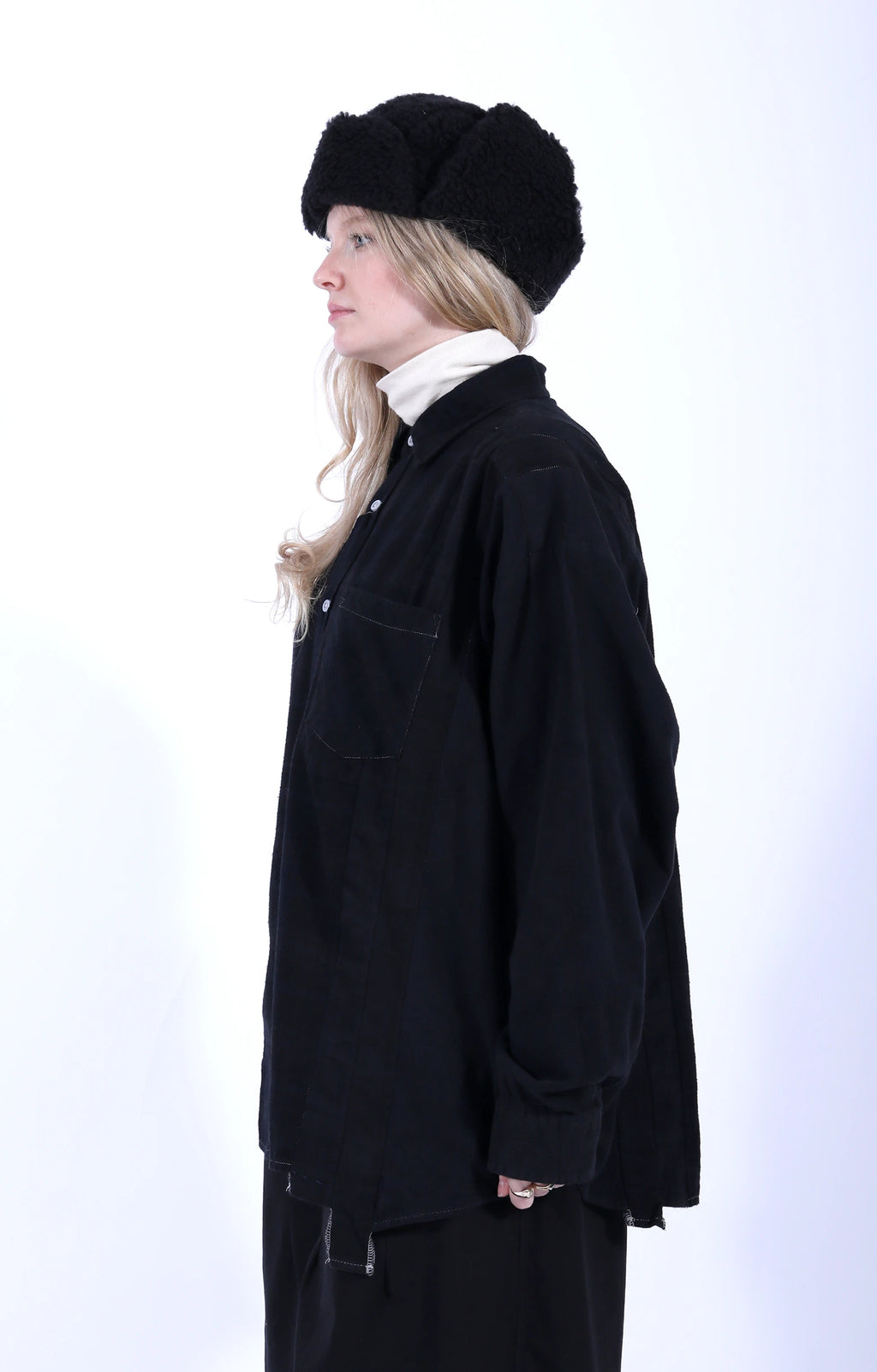 7 Cuts Wide Shirt Overdye Black 1