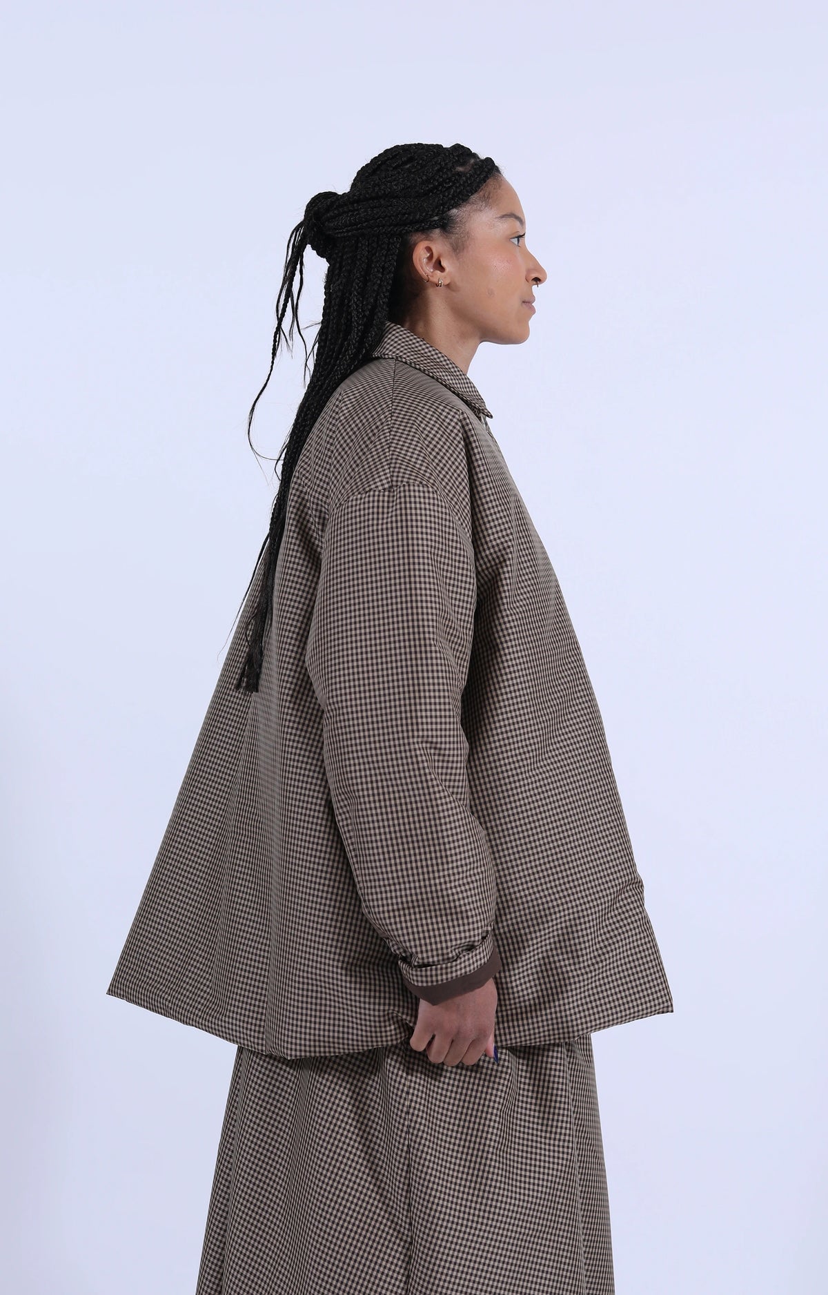 Small Puff Coat Brown Check