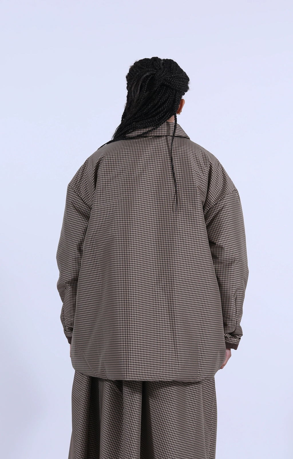 Small Puff Coat Brown Check