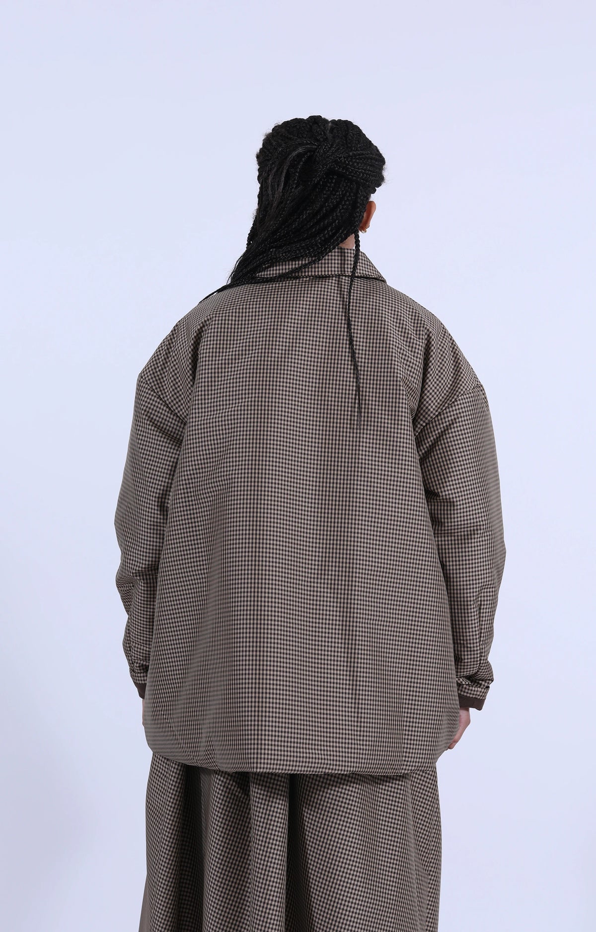 Small Puff Coat Brown Check