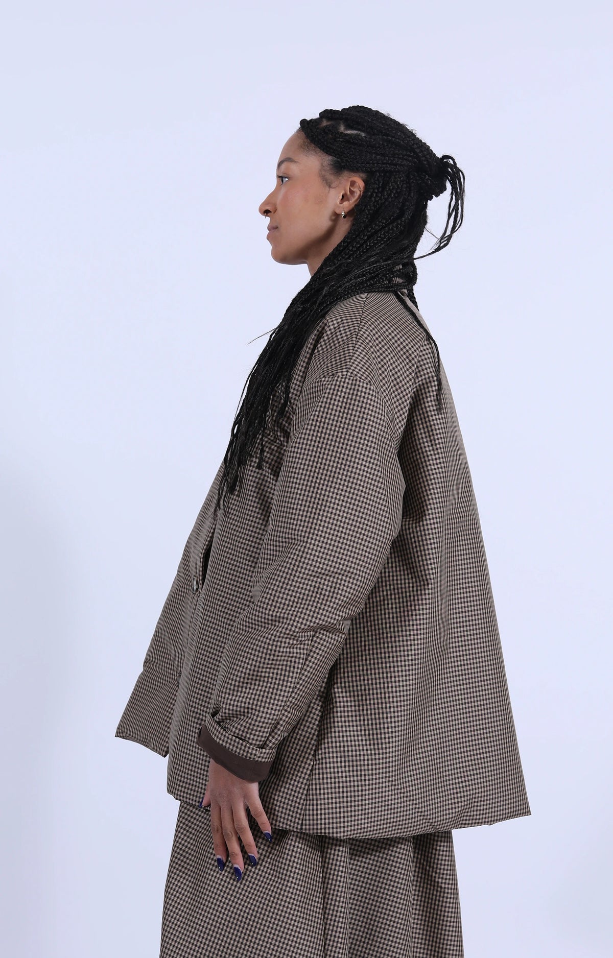 Small Puff Coat Brown Check