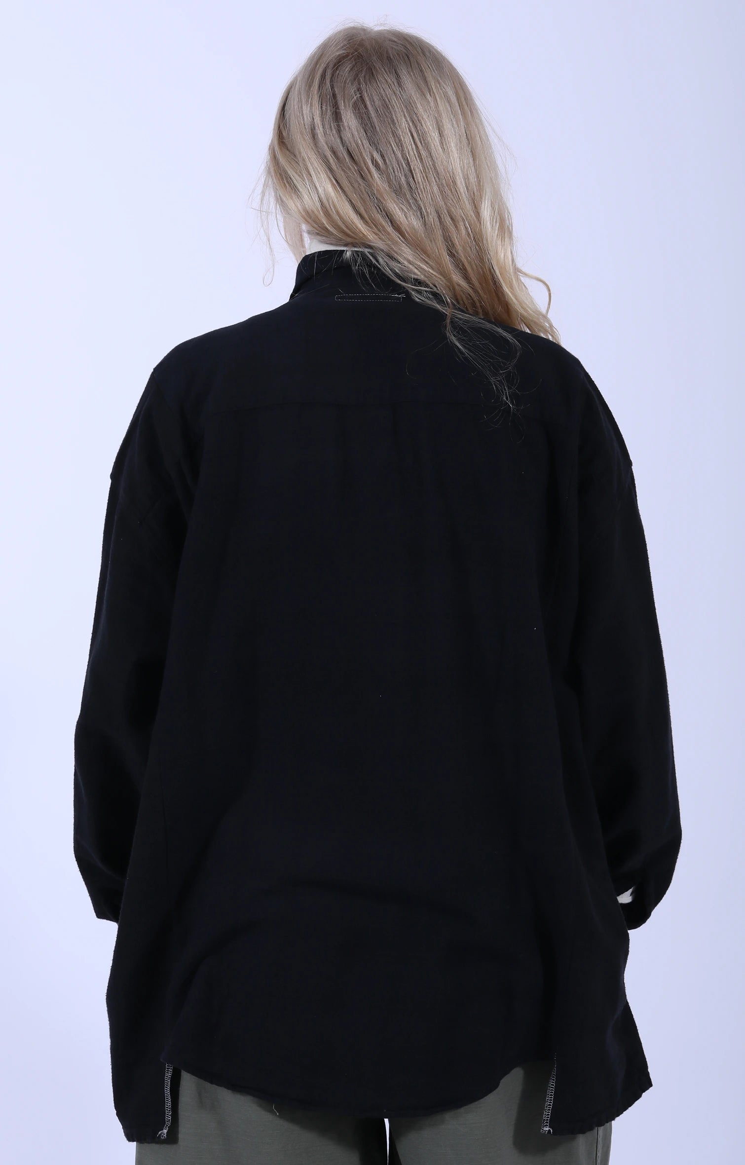 Ribbon Wide Shirt Overdye Black 2