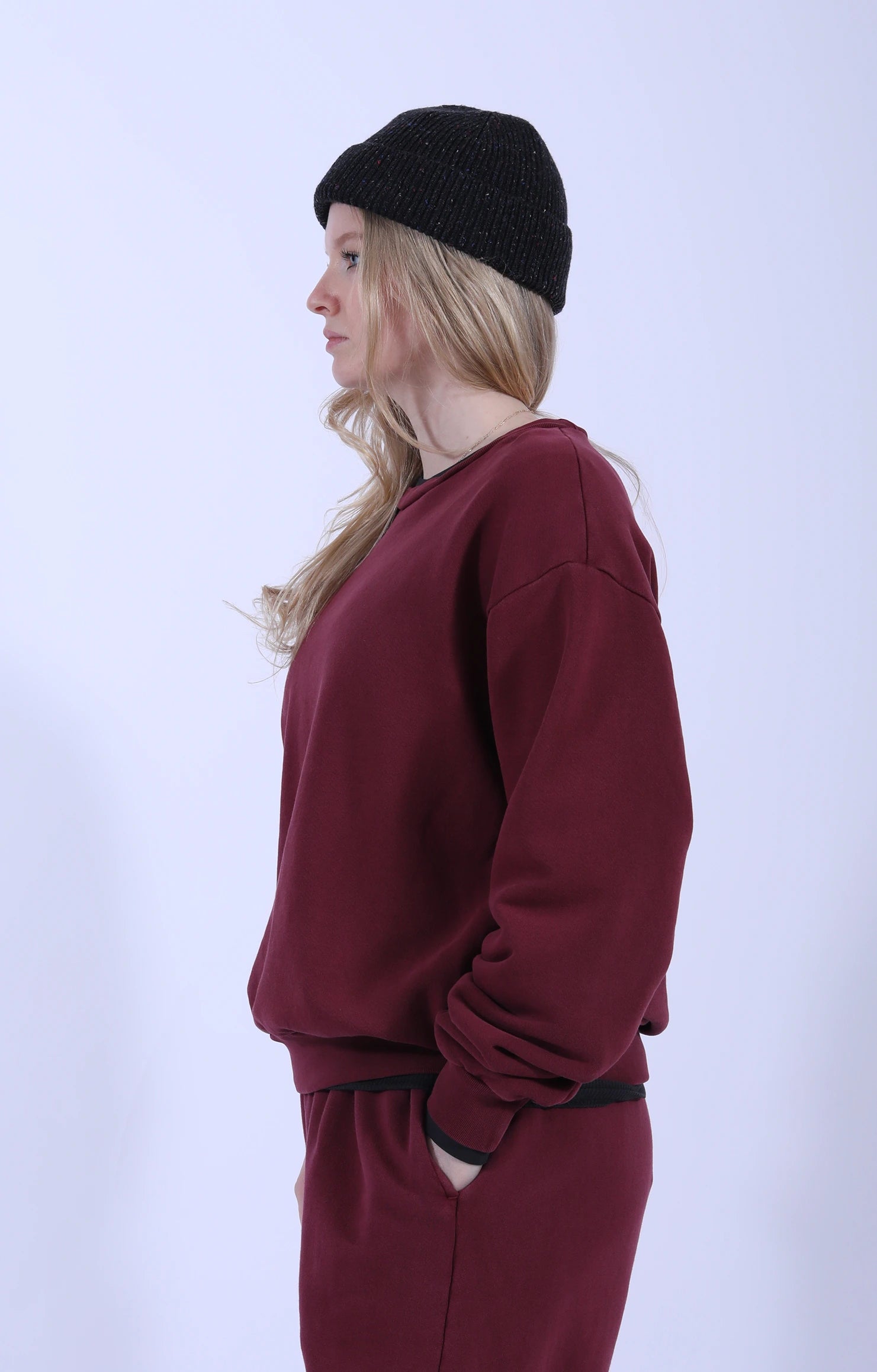 8oz New Crew Sweatshirt Burgundy