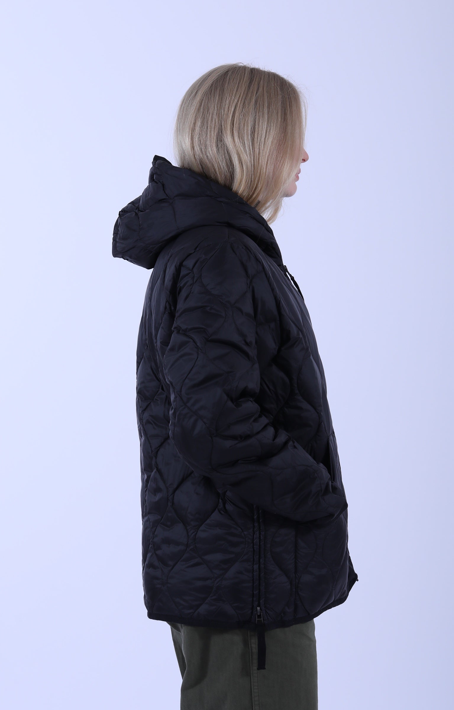 Military Hood W-Zip Short Down Jacket Soft Shell Black