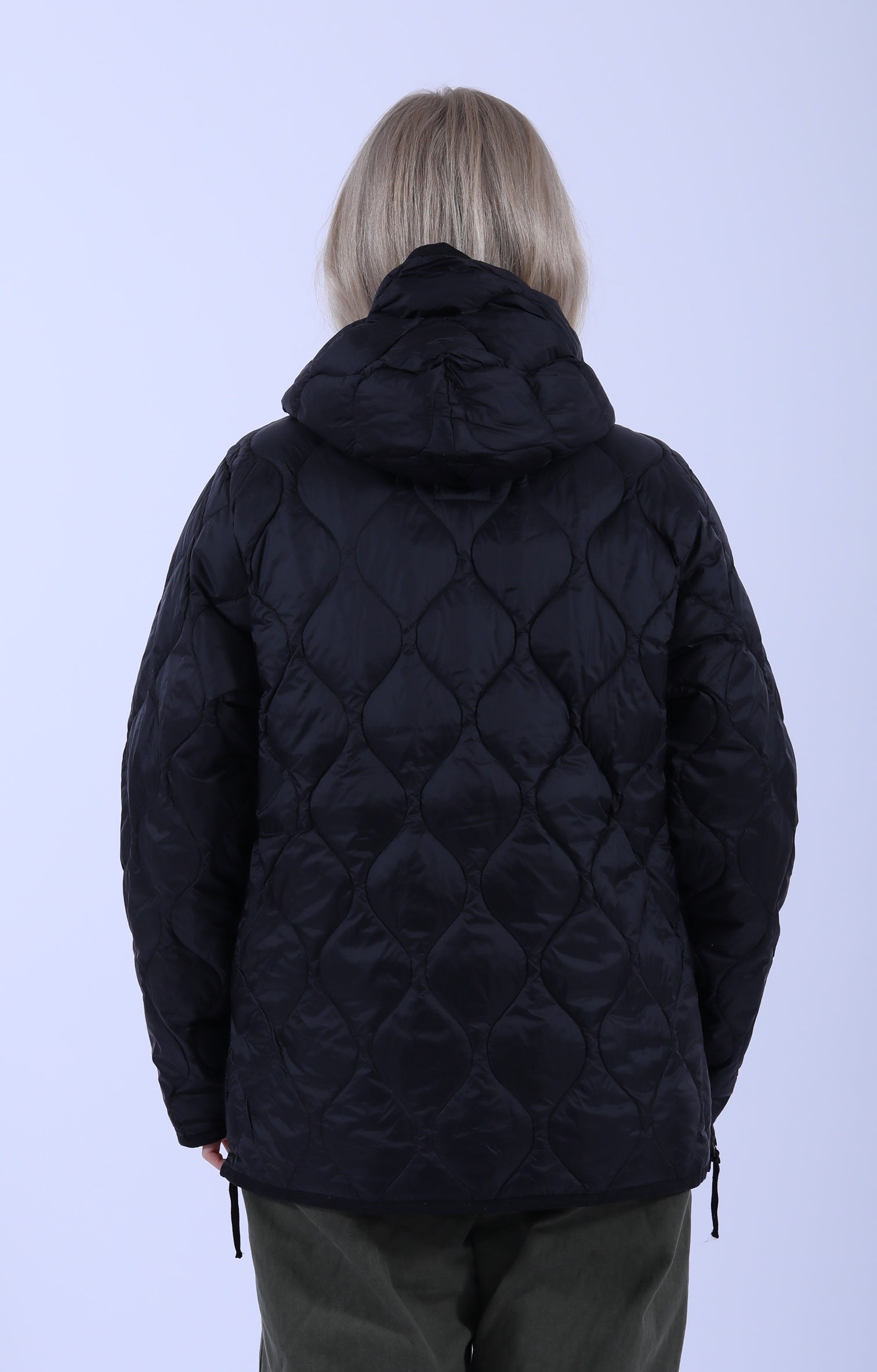 Military Hood W-Zip Short Down Jacket Soft Shell Black