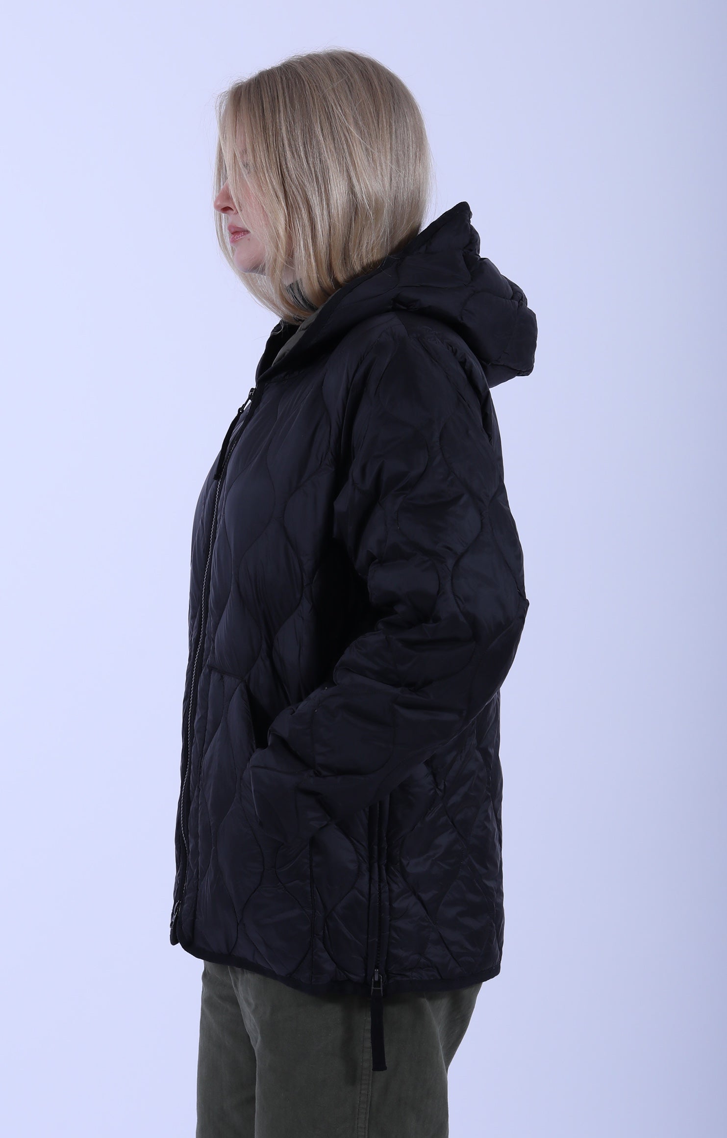 Military Hood W-Zip Short Down Jacket Soft Shell Black