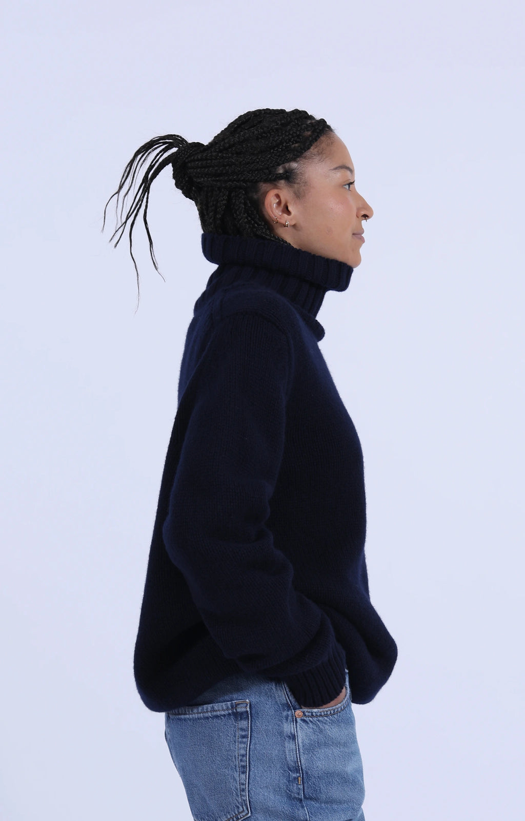 Roll Collar Pullover Navy