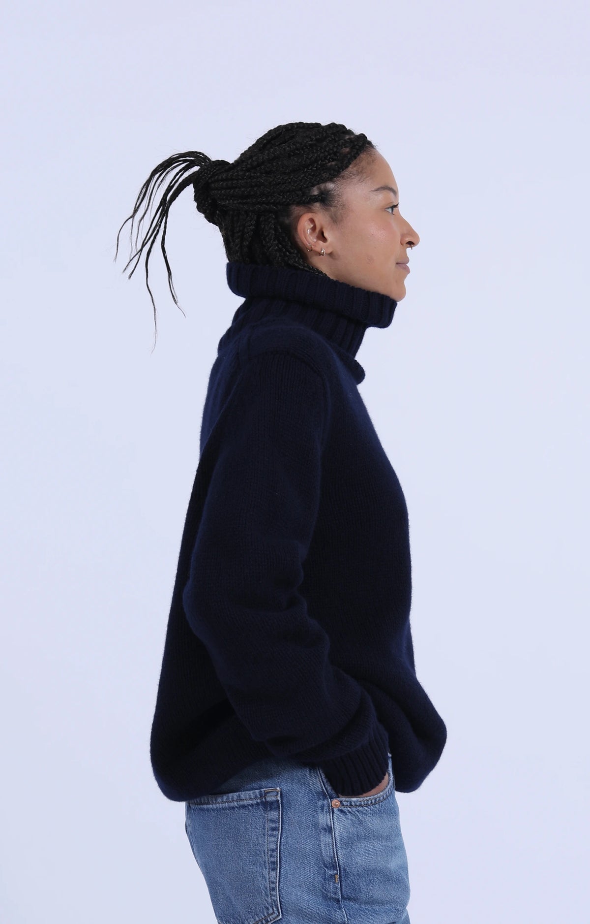 Roll Collar Pullover Navy
