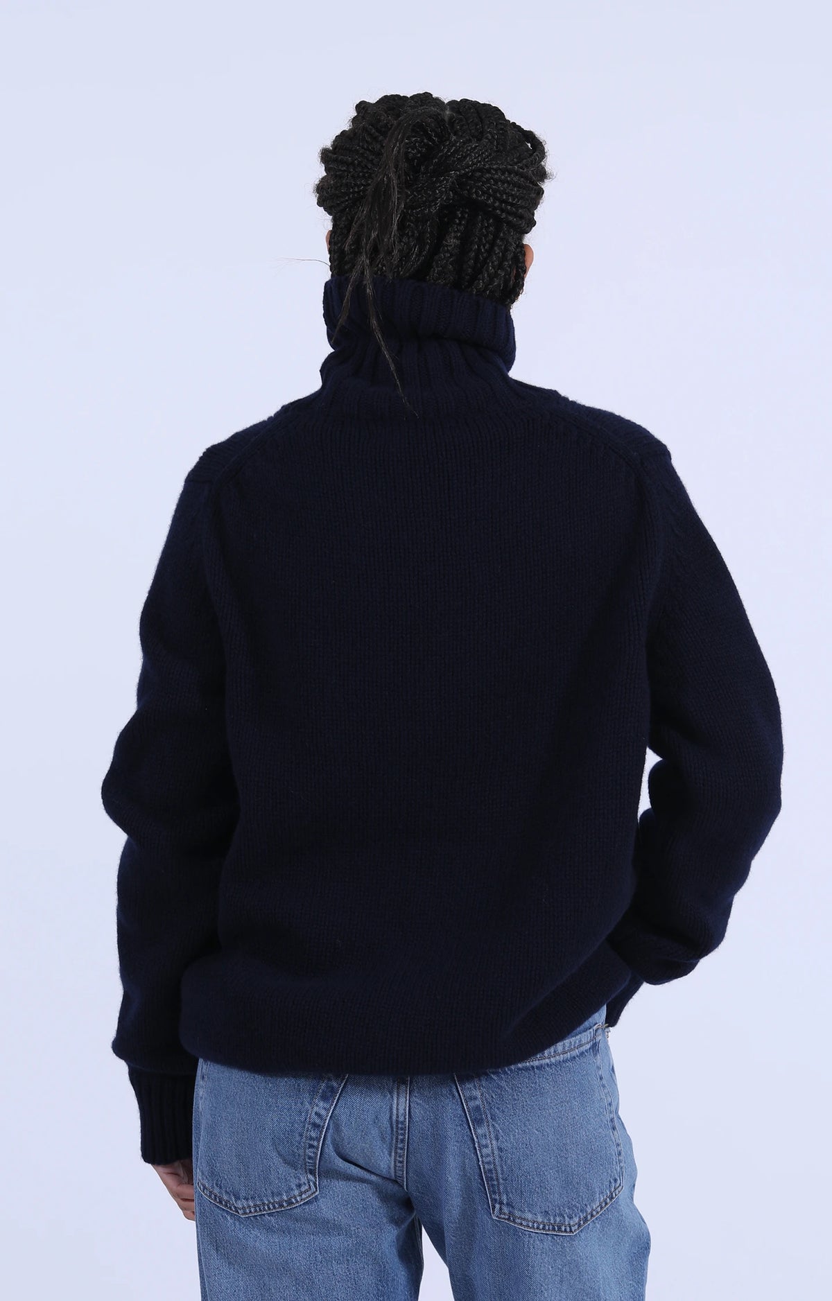 Roll Collar Pullover Navy