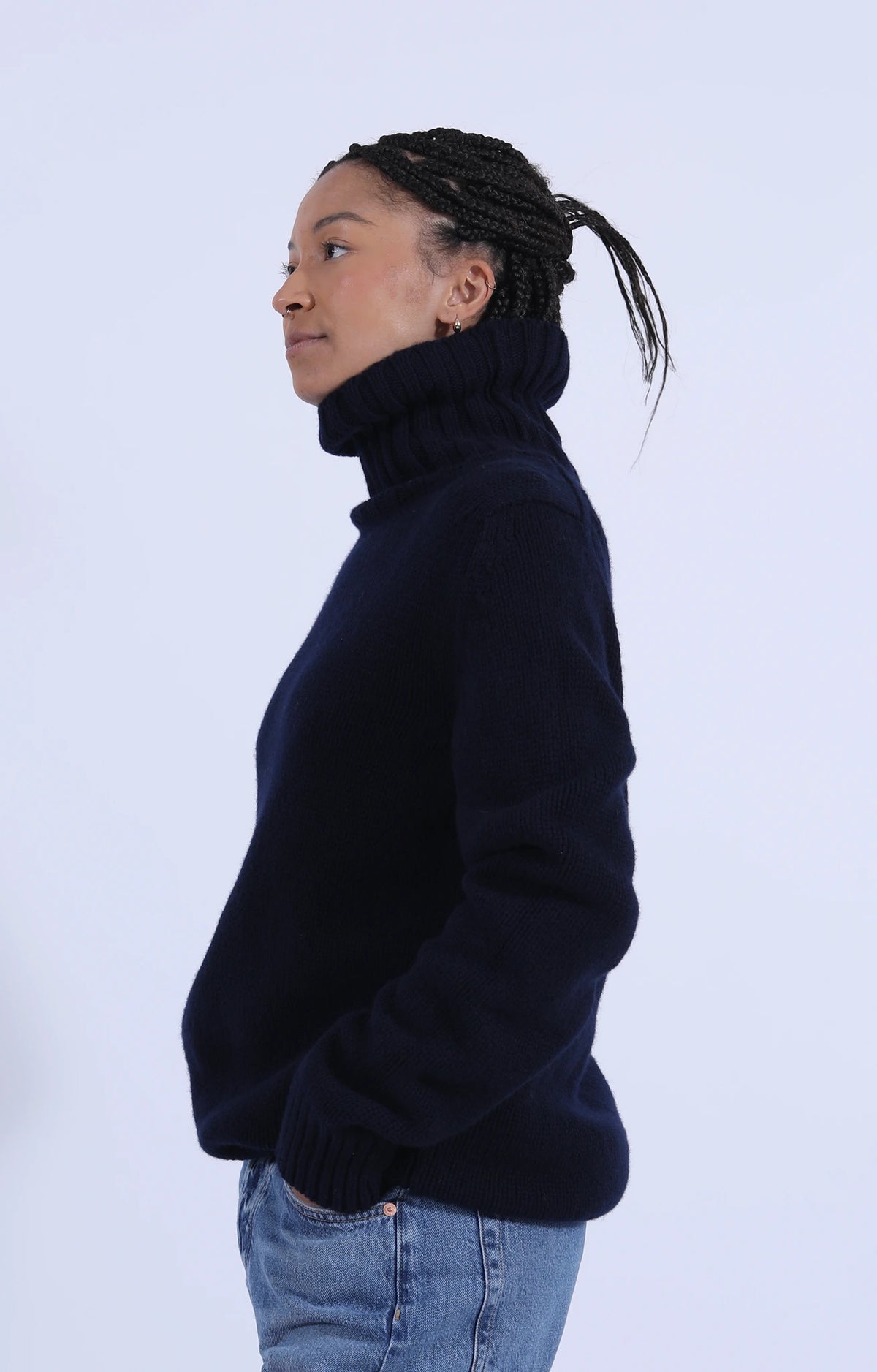 Roll Collar Pullover Navy