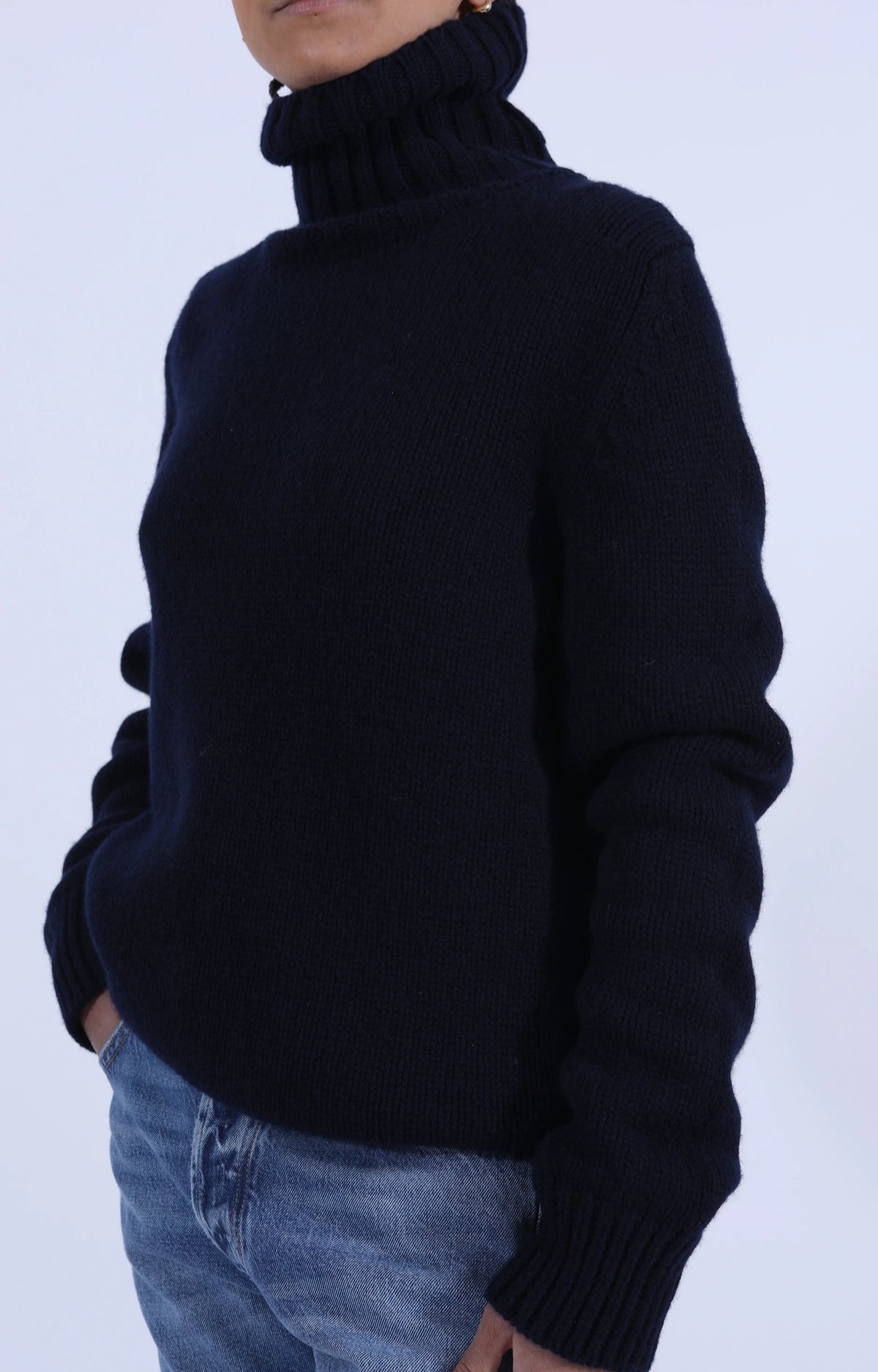 Roll Collar Pullover Navy